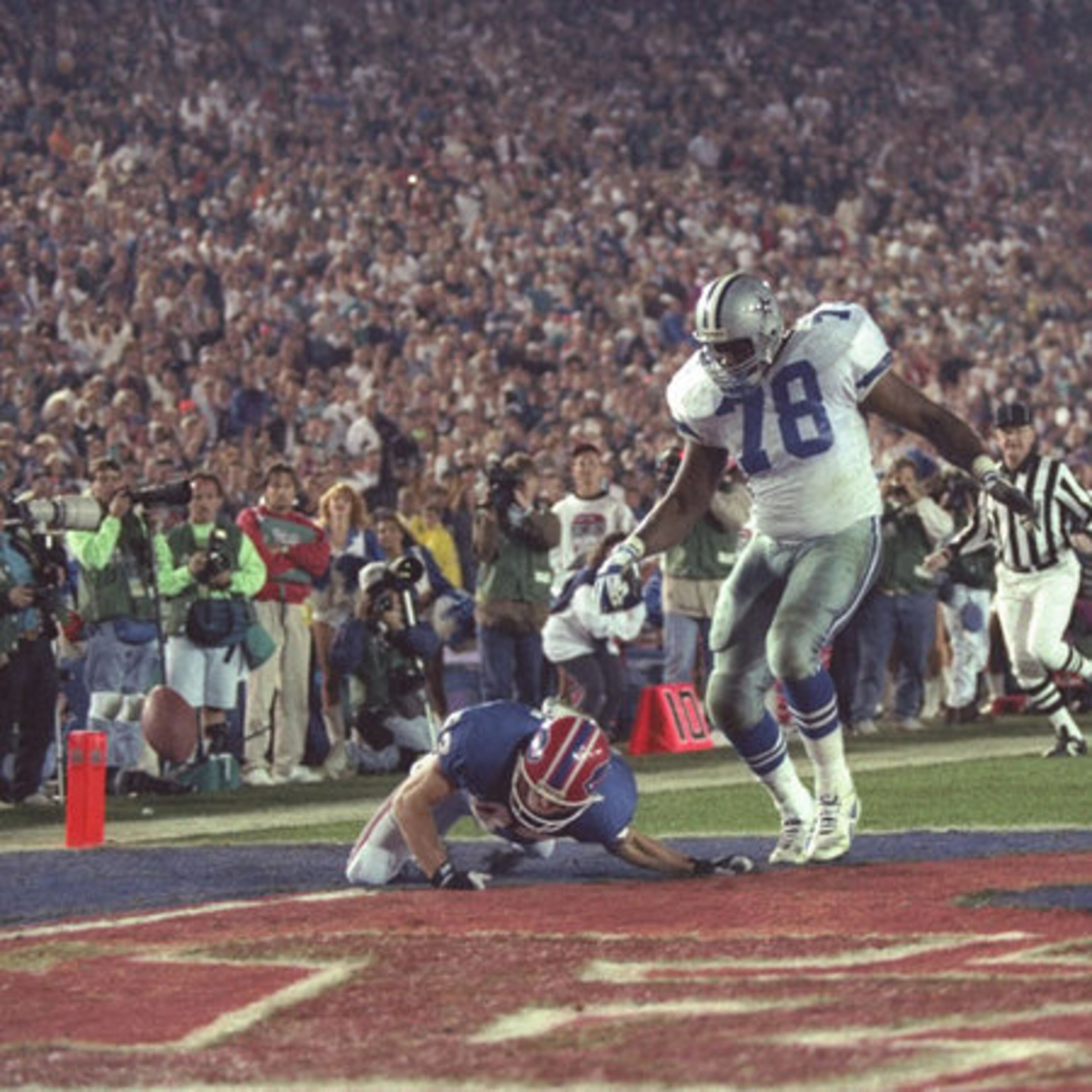 Former Dallas Cowboys defensive lineman Leon Lett showboated his way down the field on a fumble recovery in Super Bowl XXVII, only to be caught from behind by the Bills' Don Beebe.