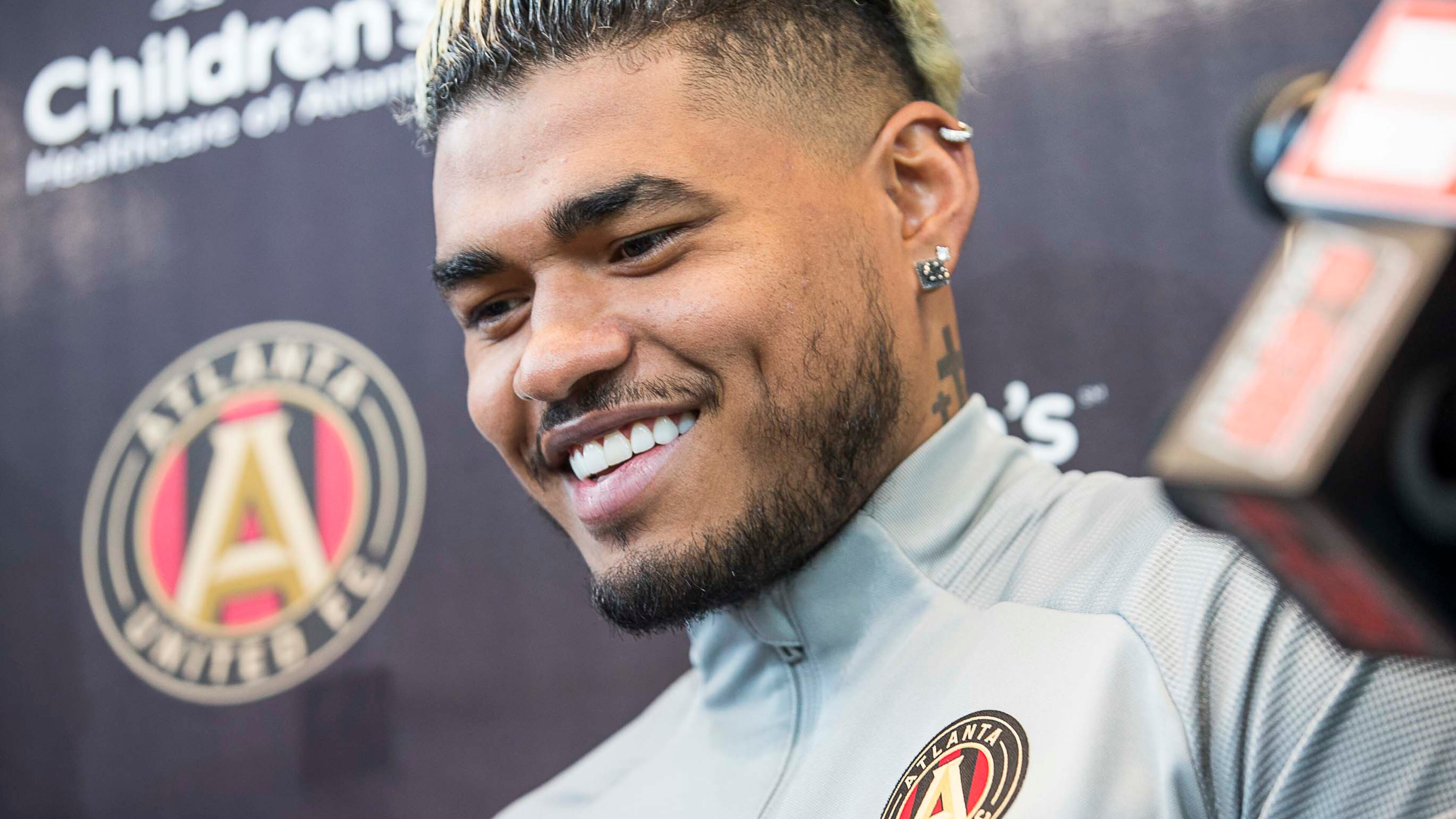 01/13/2019 -- Marietta, Georgia -- Atlanta United forward Josef Martinez (7) speaks with members of the media following a training with the team at the Children's Healthcare of Atlanta Training Ground, Monday, January 13, 2020. (ALYSSA POINTER/ALYSSA.POINTER@AJC.COM)