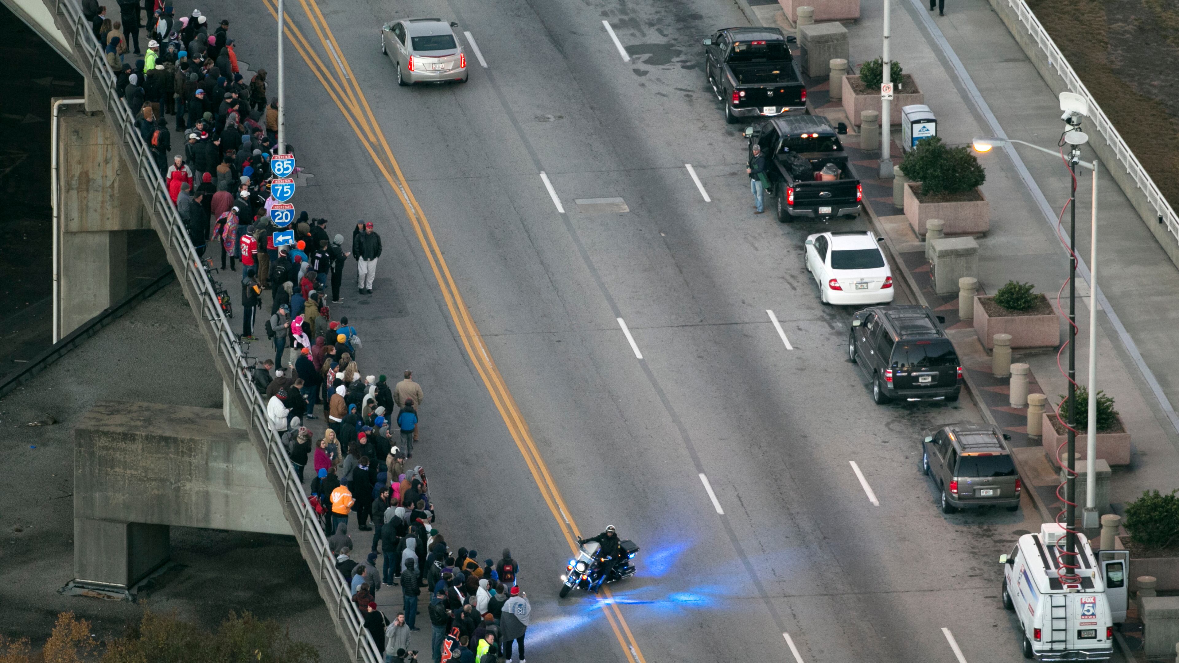 11/20/17 - Atlanta - Spectators line the streets to watch the implosion. Explosives bring down the Georgia Dome Monday, Nov. 20, 2017, in Atlanta. BOB ANDRES /BANDRES@AJC.COM