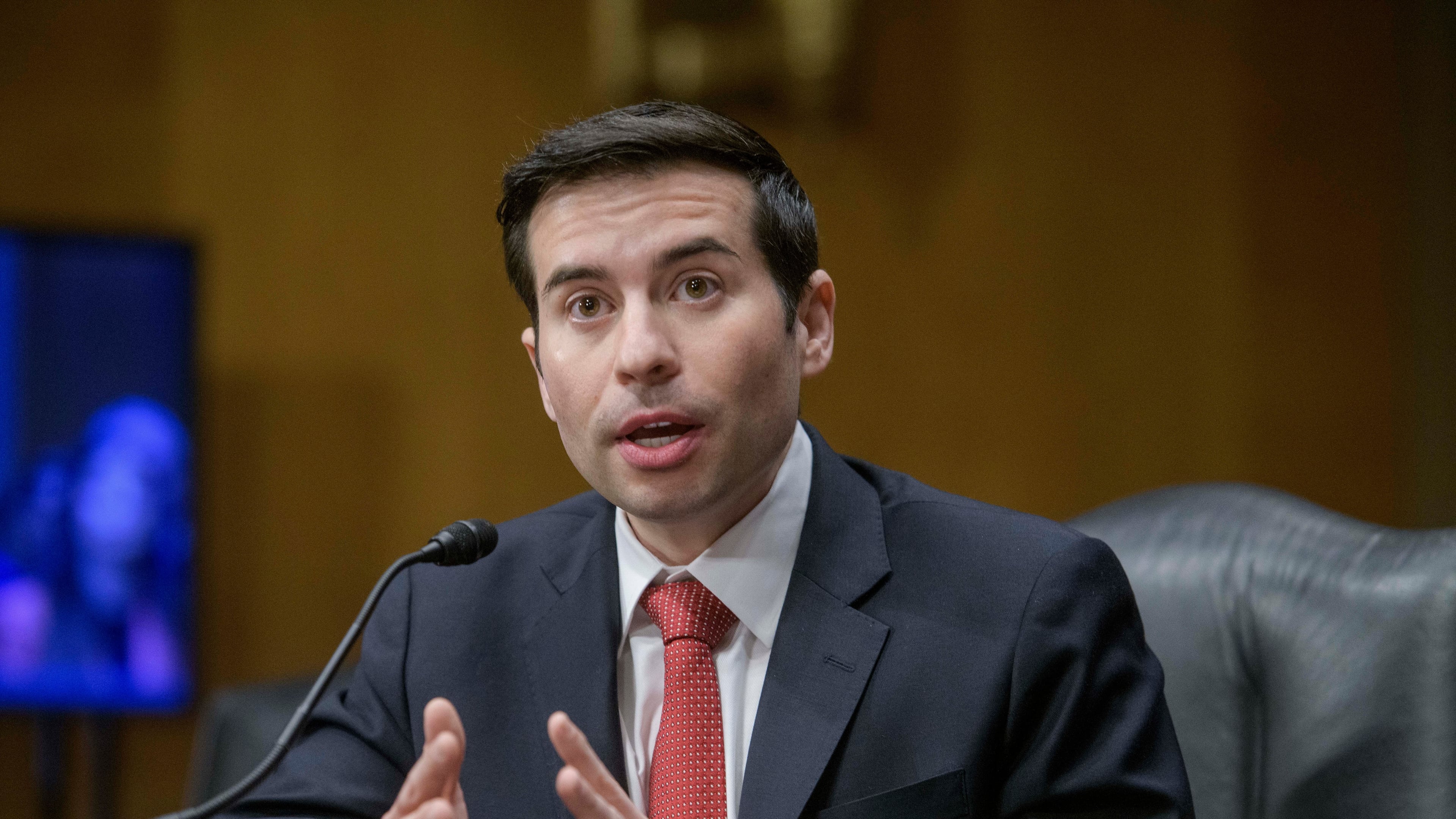 FILE - Keith Sonderling, President Donald Trump's nominee to be Deputy Secretary of Labor, appears before a Senate Committee on Health, Education, Labor, and Pensions hearing for his pending confirmation on Capitol Hill, Feb. 27, 2025, in Washington. (AP Photo/Rod Lamkey Jr., File)