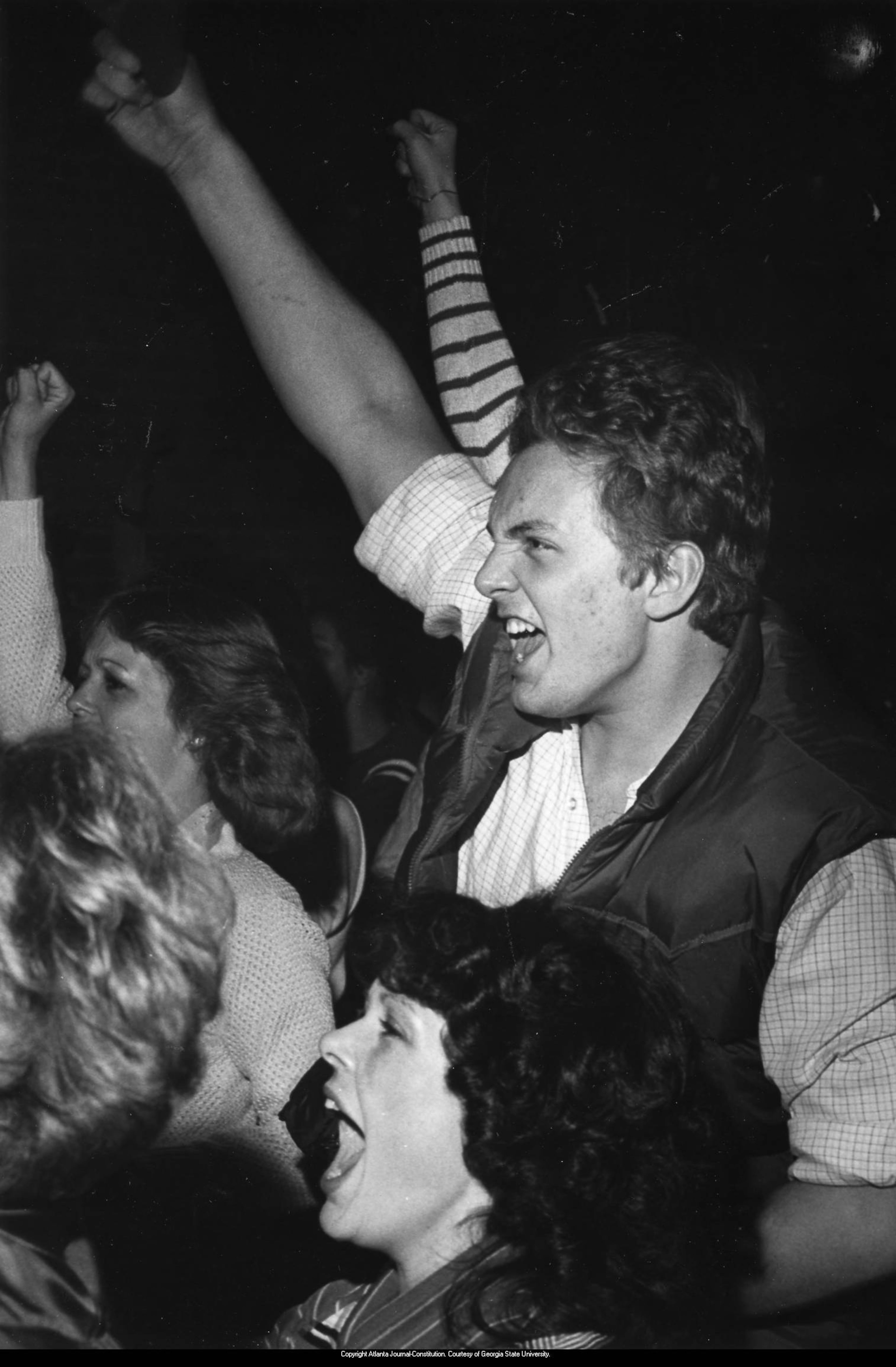 Georgia fans cheer the Bulldogs on against Notre Dame in the Sugar Bowl, played in New Orleans on Jan. 1, 1981. Andy Sharp / Archive Image
