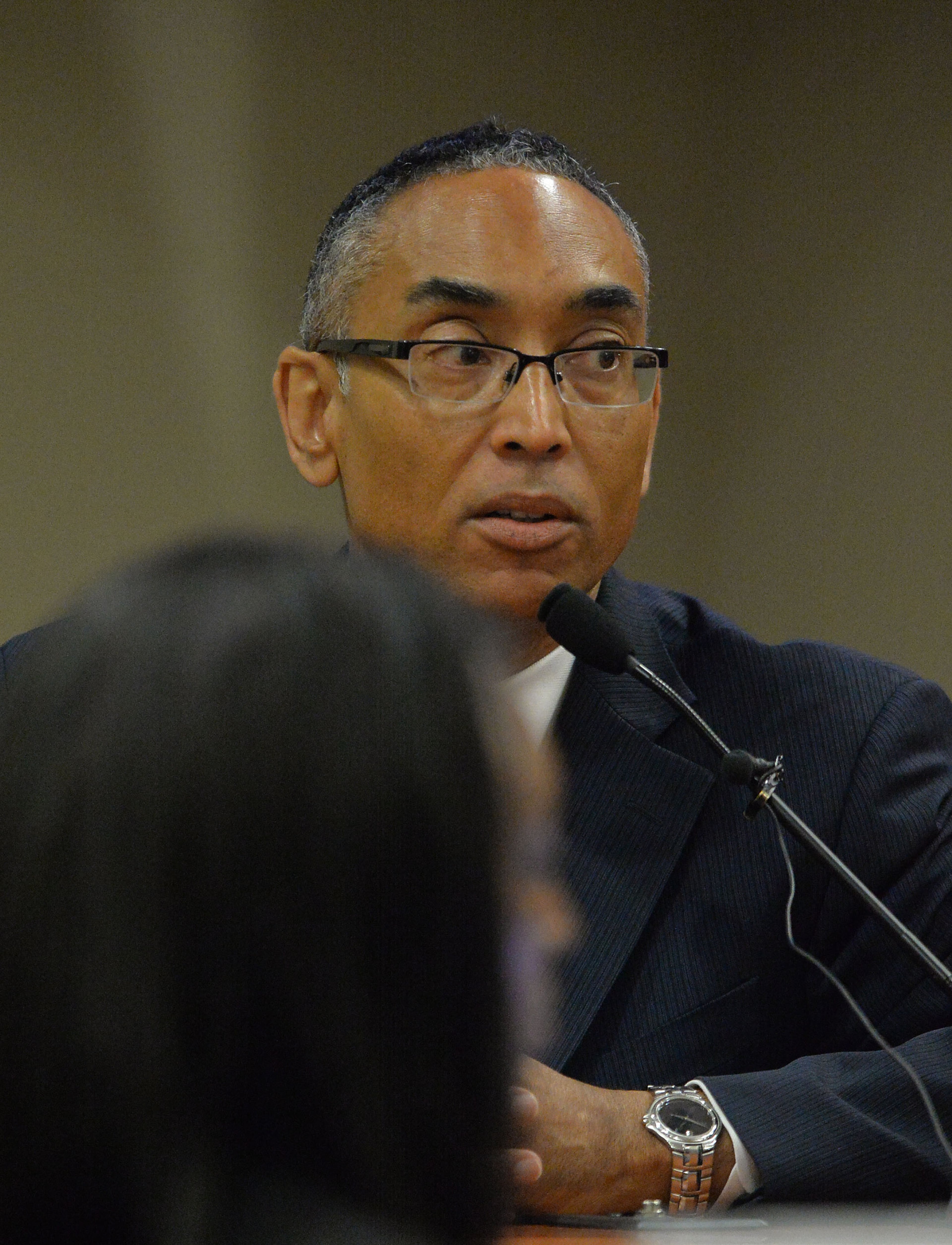 DeKalb County CEO Burrell Ellis takes the stand in his defense Thursday afternoon. Witness testimony continues for an 8th day as the defense presents its case during the retrial of embattled DeKalb County CEO Burrell Ellis on corruption charges before DeKalb County Superior Court Judge Courtney L. Johnson, Thursday, June 18, 2015. KENT D. JOHNSON /KDJOHNSON@AJC.COM