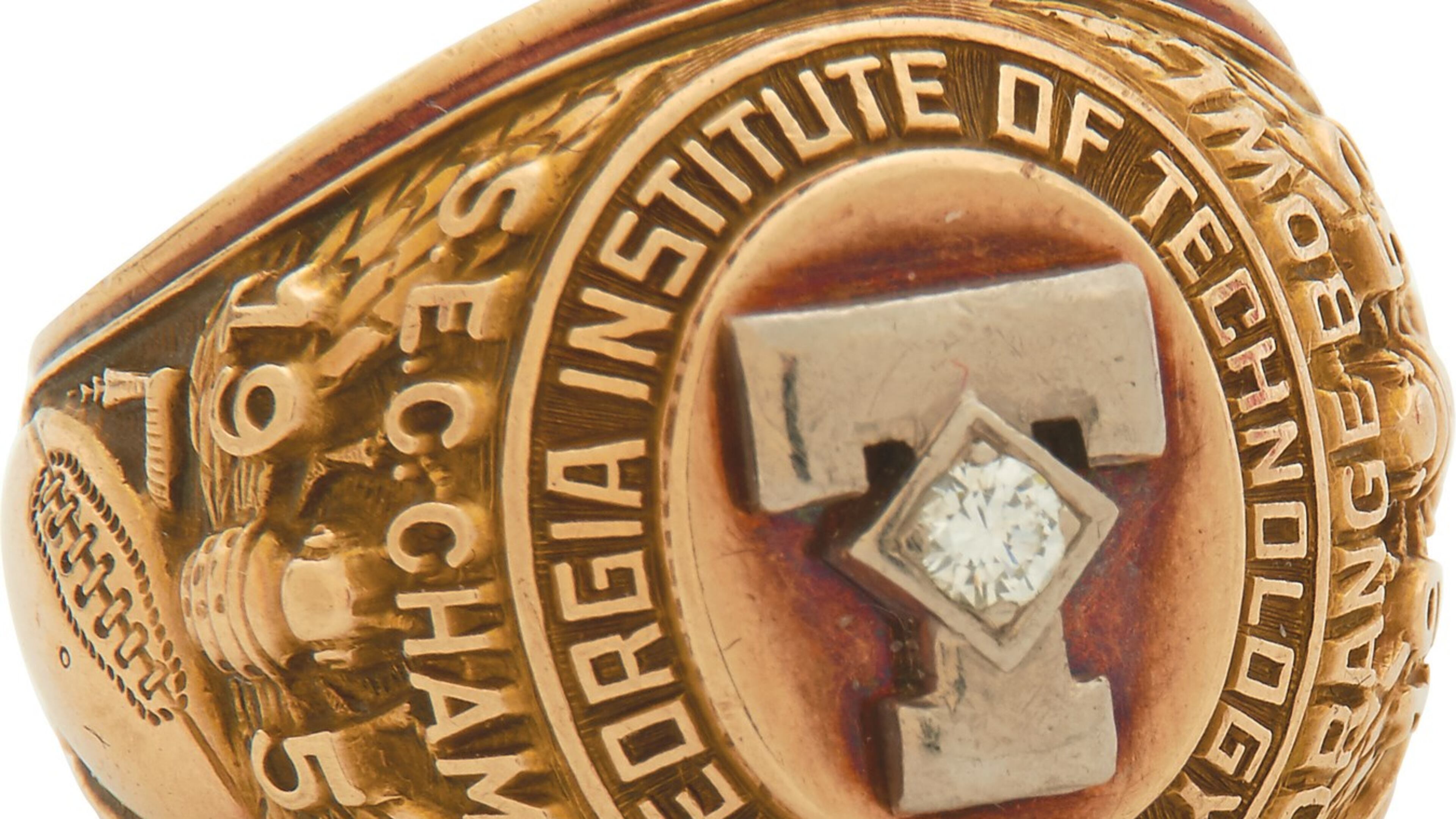 The Georgia Tech team ring given to members of the 1951 SEC championship team. The ring once belonged to longtime assistant coach Lewis Woodruff. (Lelands)