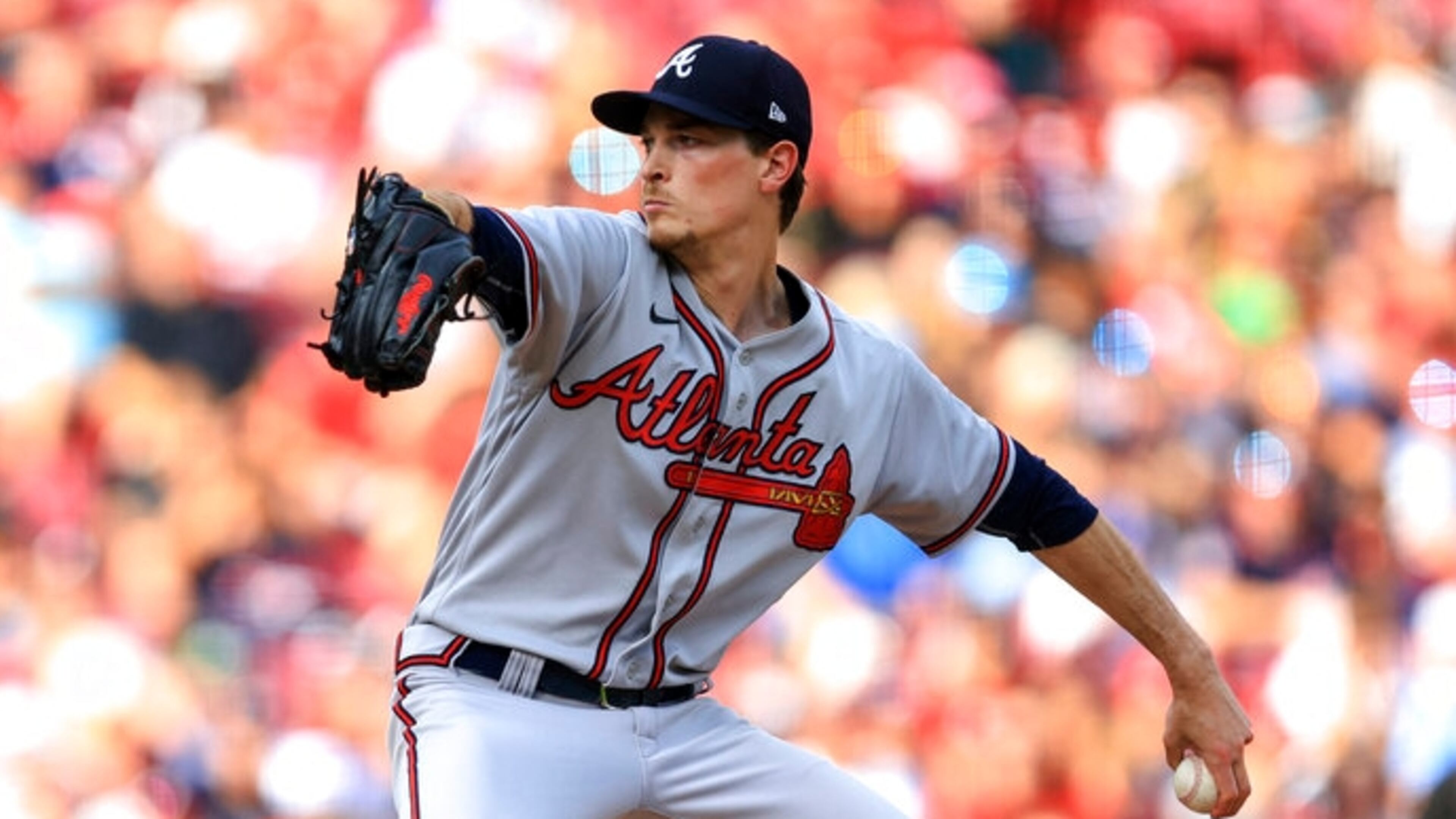 Atlanta Braves' Max Fried throws during the first inning a baseball game against the Cincinnati Reds in Cincinnati, Friday, July 1, 2022. (AP Photo/Aaron Doster)