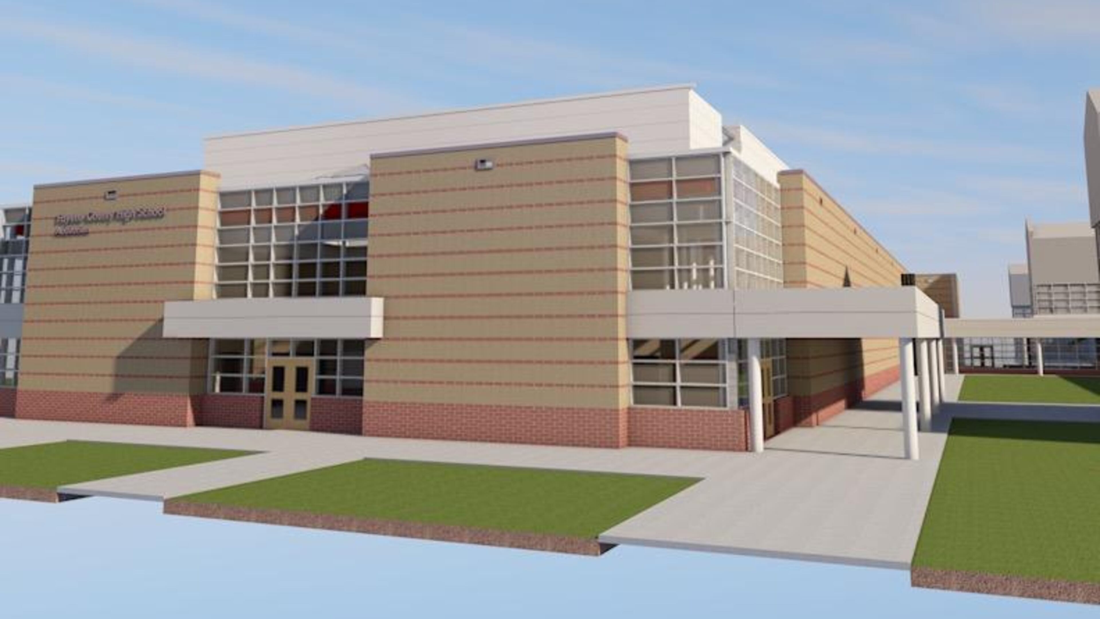 Completion of the new Fayette County High School auditorium has been delayed until late November because of bad weather. Courtesy FCBOE