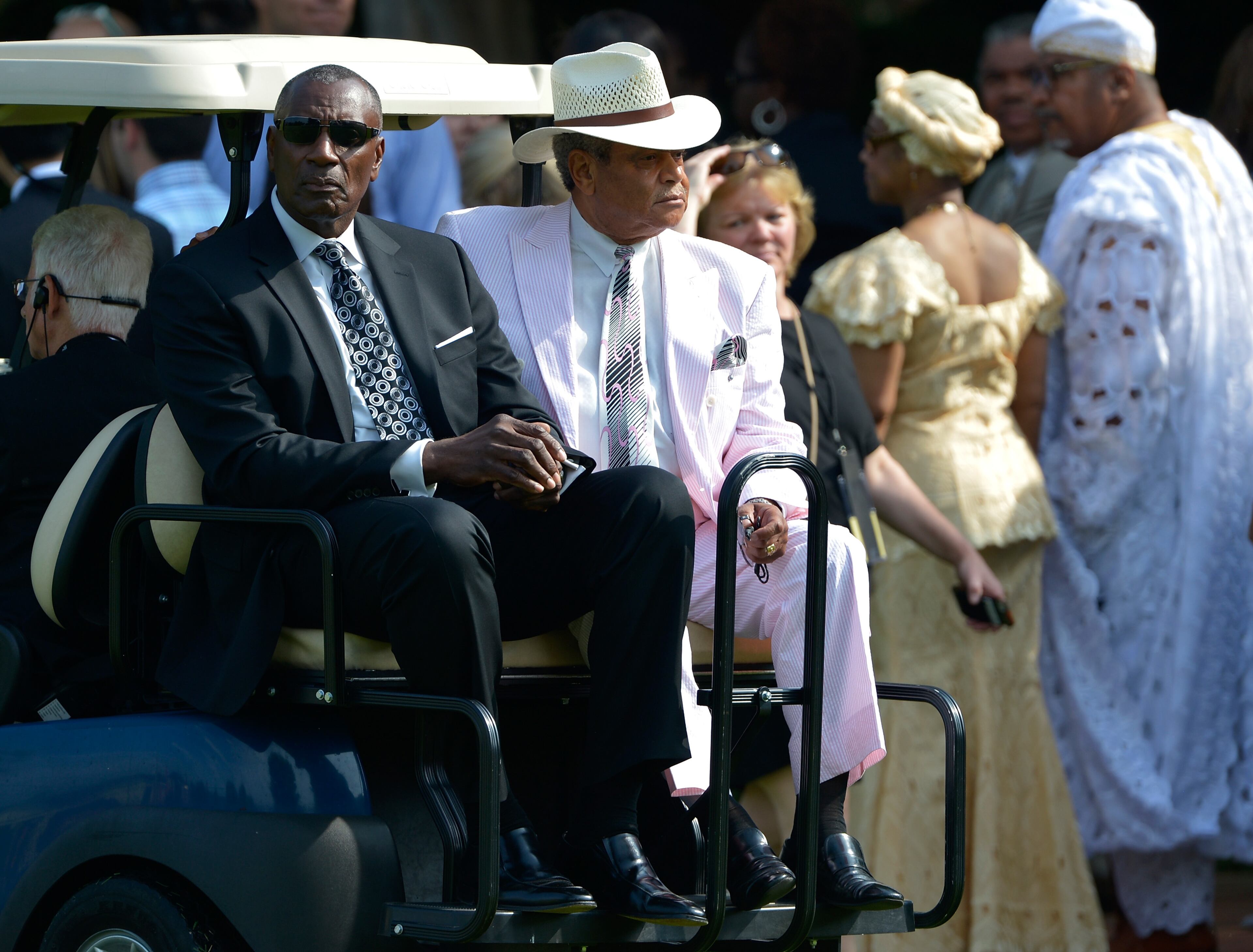WINSTON SALEM, NC - JUNE 07: Mourners arrive at Wait Chapel to attend the Maya Angelou Memorial Service at Wake Forest University on June 7, 2014 in Winston Salem, North Carolina. (Photo by Grant Halverson/Getty Images)