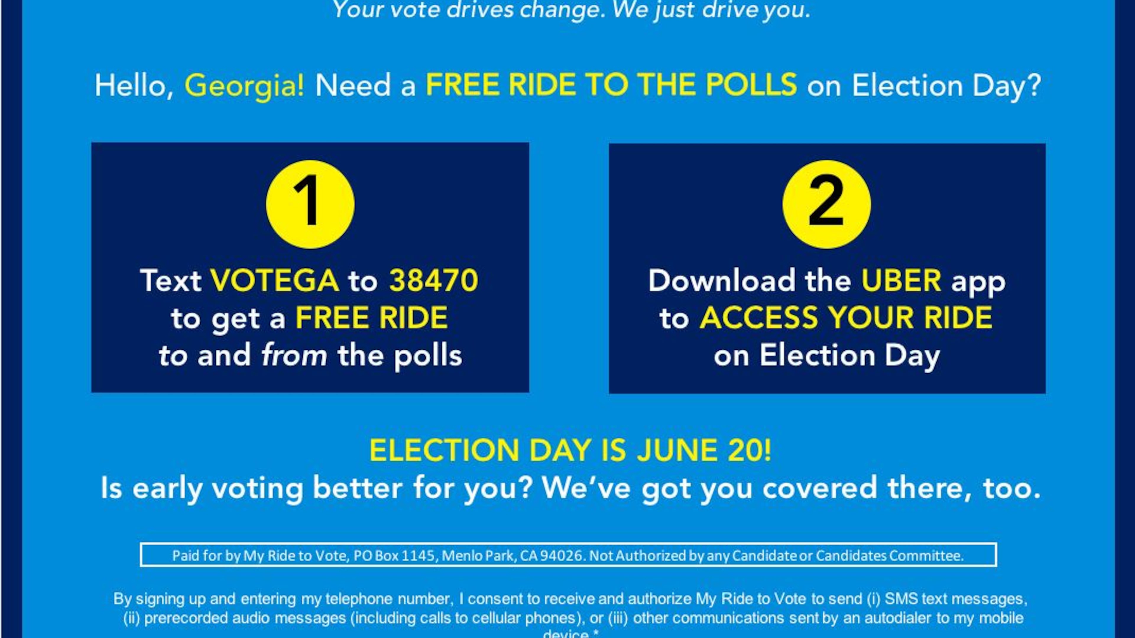 My Ride to Vote is spearheading an effort to give 6th District voters free, nonpartisan rides to the polls, including handing out notecards explaining how to make use of the service. The organization has now also added a hotline for those voters who don’t have mobile phone access or don’t want to use one to get a ride. HANDOUT