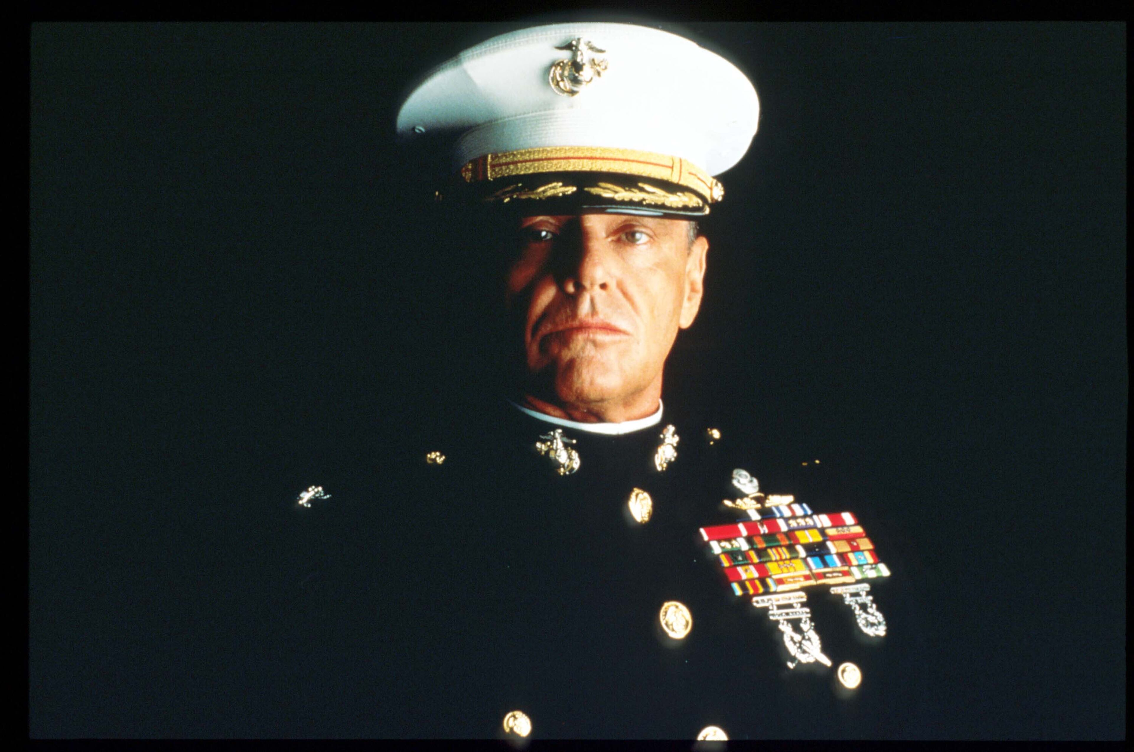 Jack Nicholson plays Col. Nathan Jessup in the Rob Reiner film adaptation of the Broadway drama "A Few Good Men" on Nov. 15, 1991, in Washington, D.C.