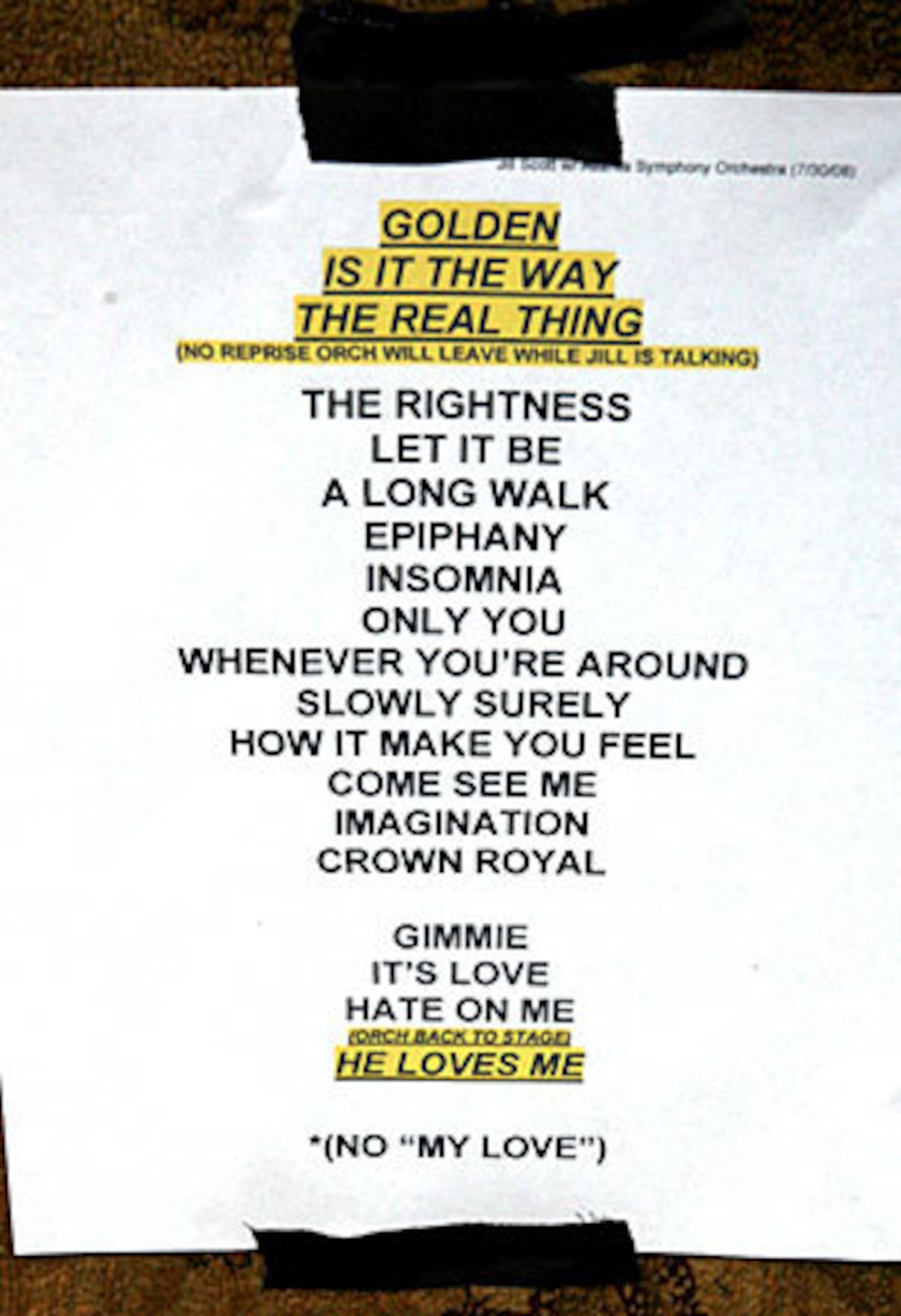 Jill Scott's set list for the Chastain Park performance.