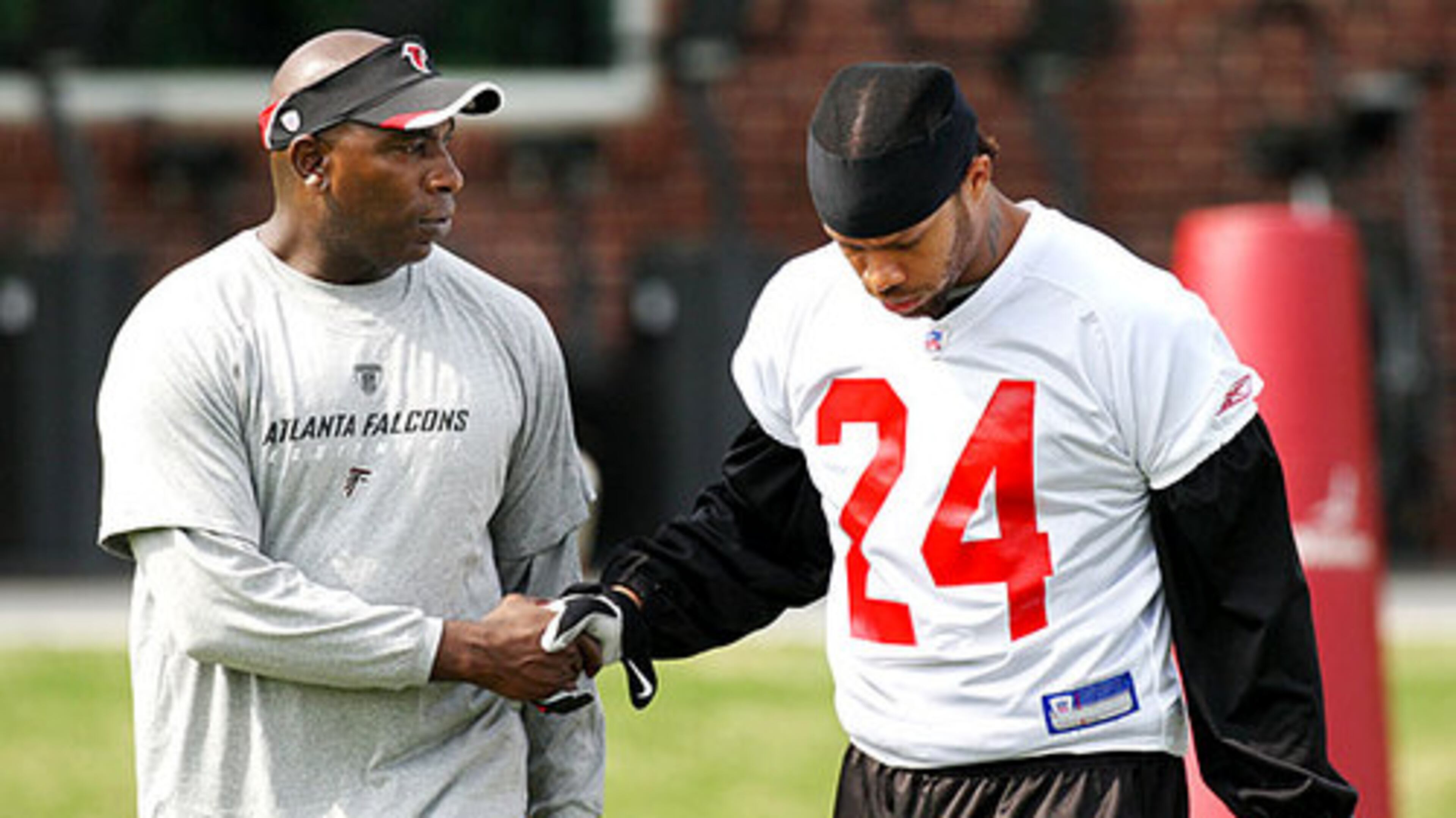 Defensive back Jimmy Williams showed up and was greeted by Kevin Winston, senior director player development. Williams skipped the last mini-camp.