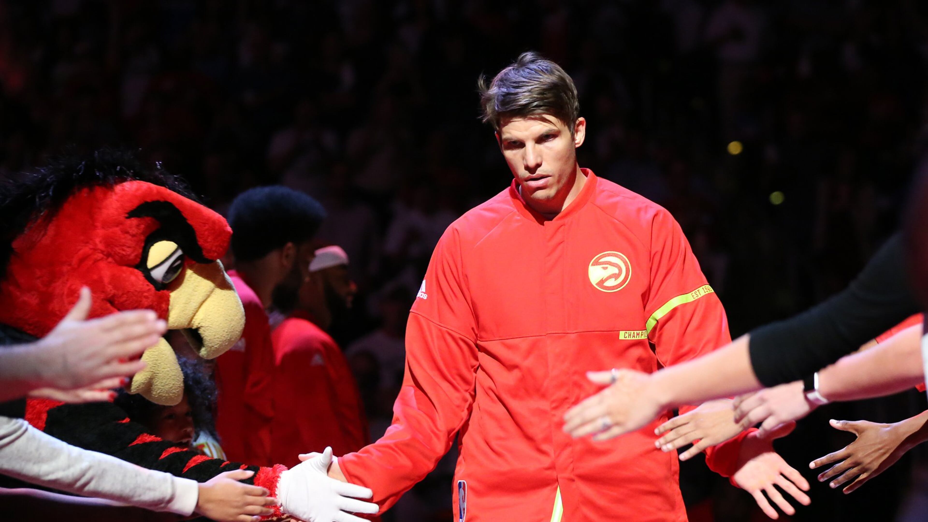 Hawks’ Kyle Korver takes the court for the home opener against the Wizards in an NBA basketball game at Philips Arena on Thursday, Oct. 27, 2016, in Atlanta. Curtis Compton /ccompton@ajc.com