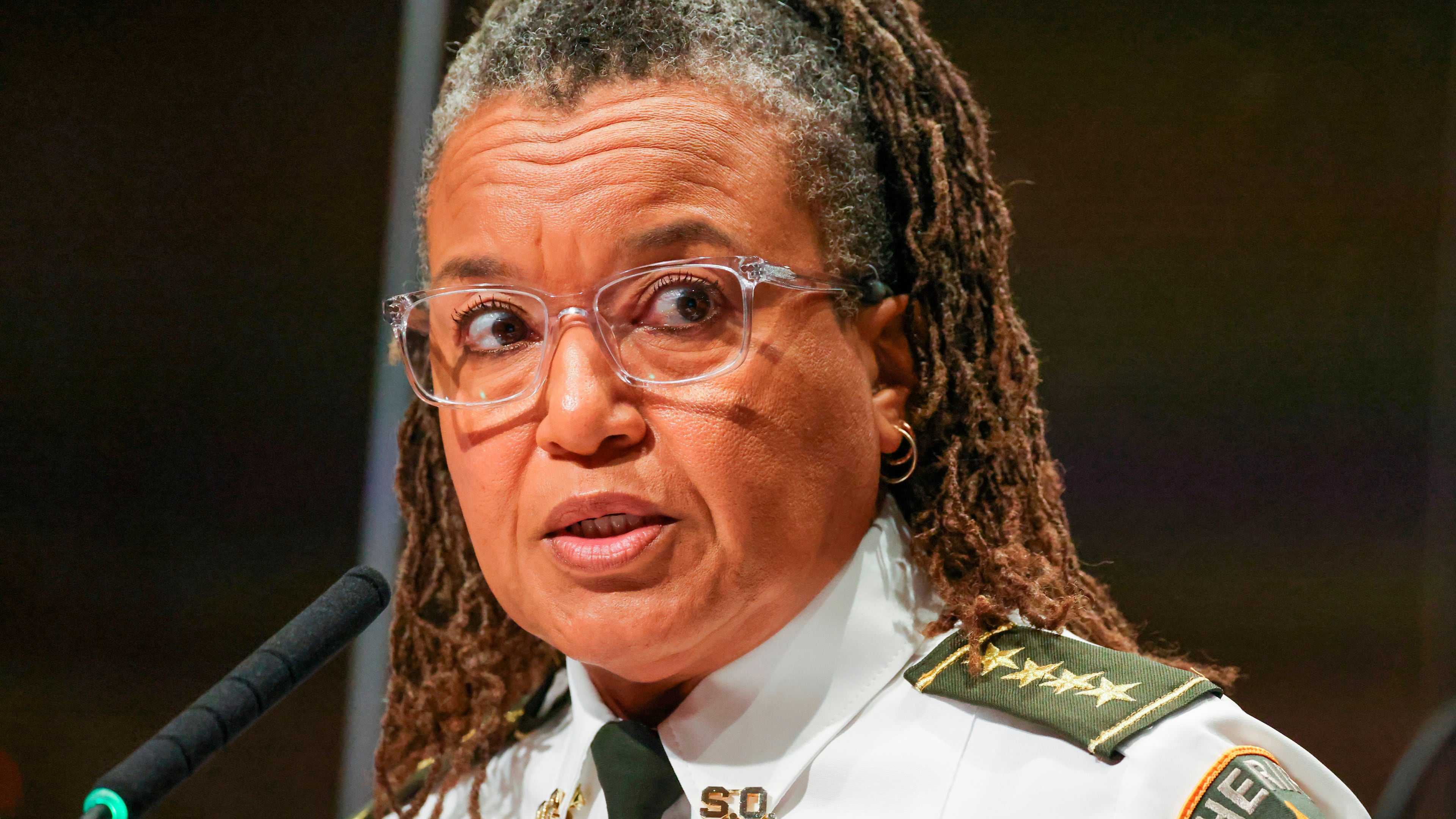 FILE - Sheriff Susan Hutson speaks at a City Council meeting following the escape of 10 inmates from the Orleans Parish Justice Center, at City Hall in New Orleans, May 20, 2025. (Sophia Germer/The Times-Picayune/The New Orleans Advocate via AP, File)