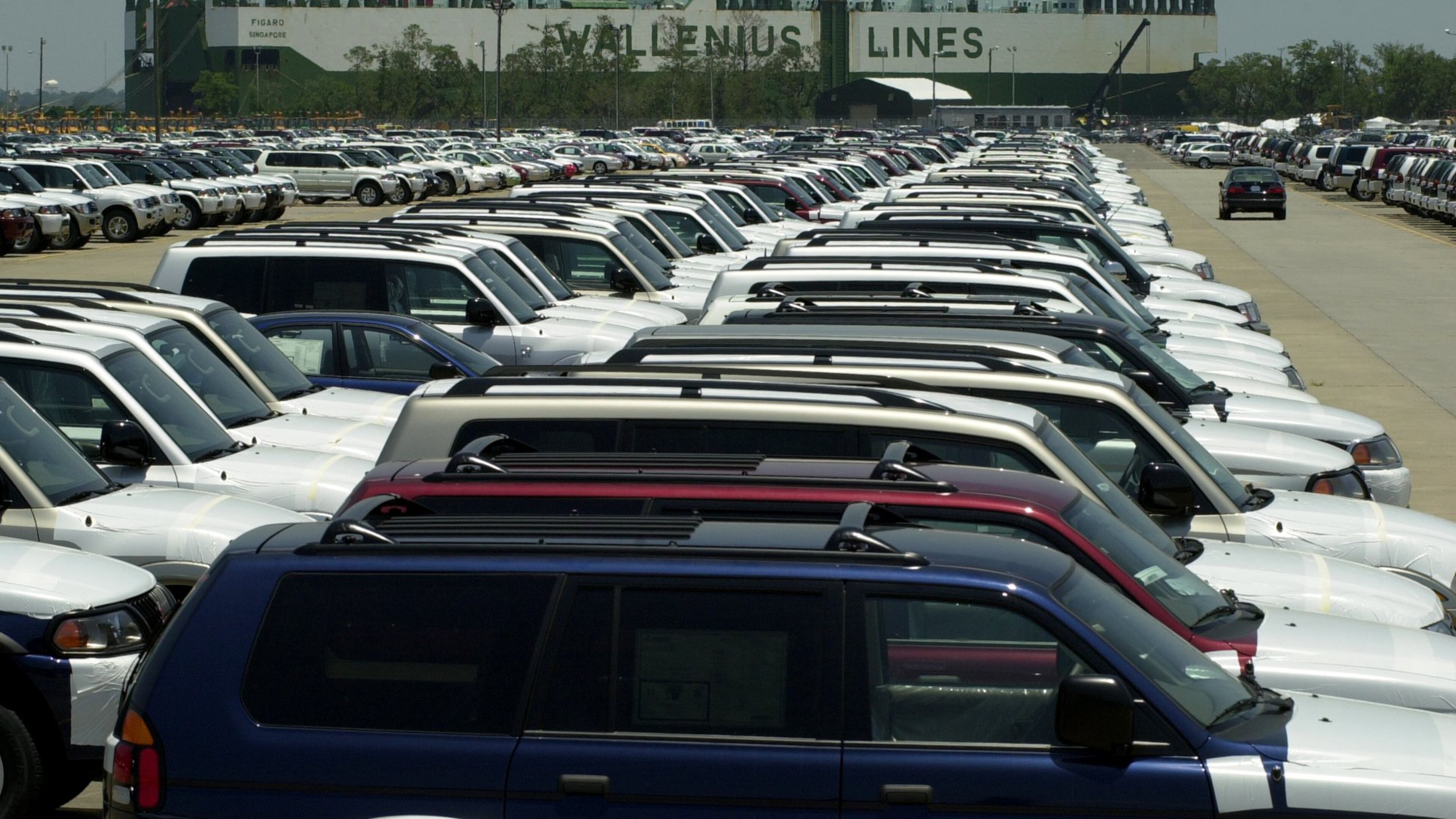 A cargo ship is tied to the dock of the Port of Brunswick in this 2015 AJC file photo. About 20,000 automobiles are usually on hand after their arrival from sea, according to port officials.
