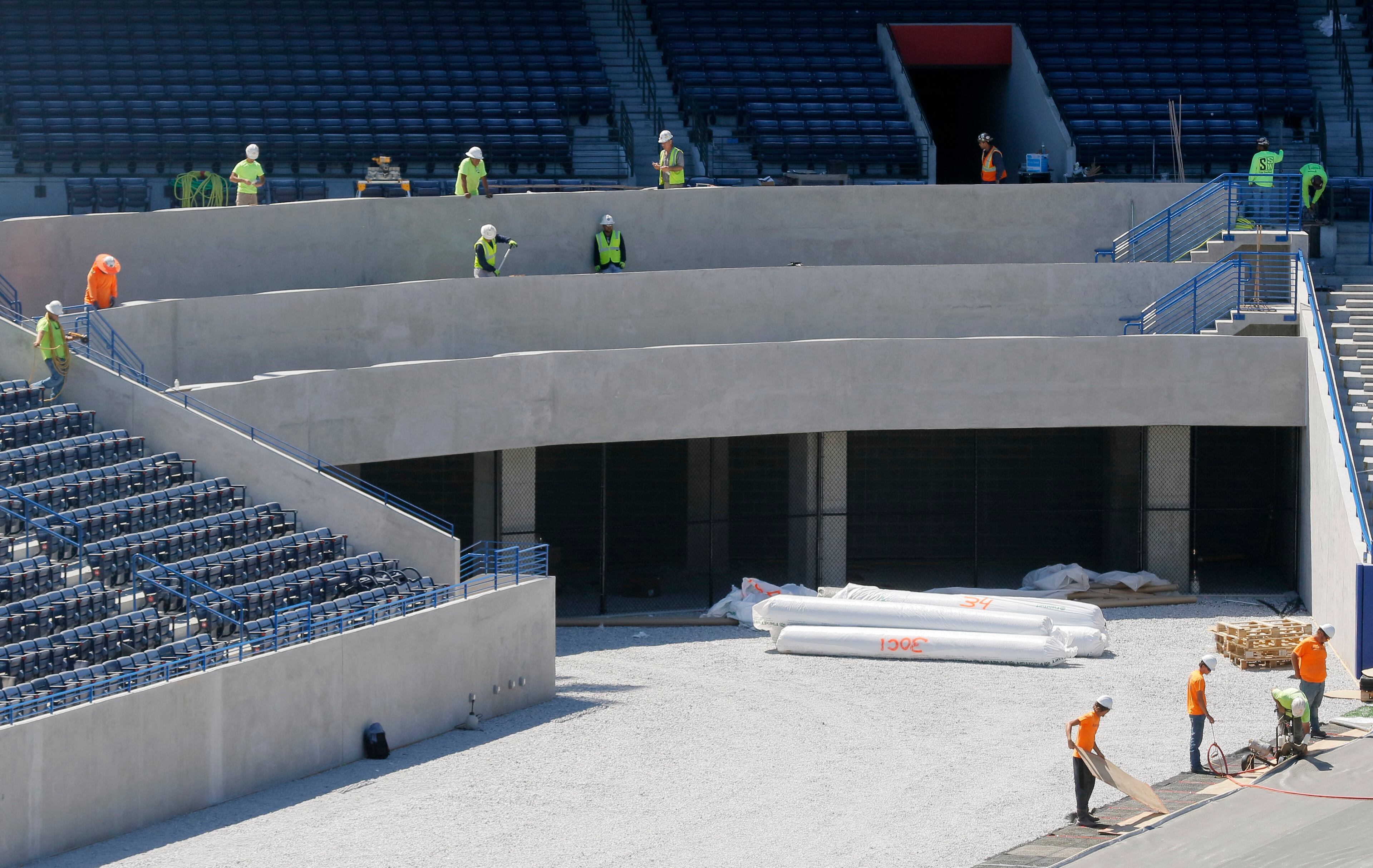 Work in progress on the southeast corner of the stadium.