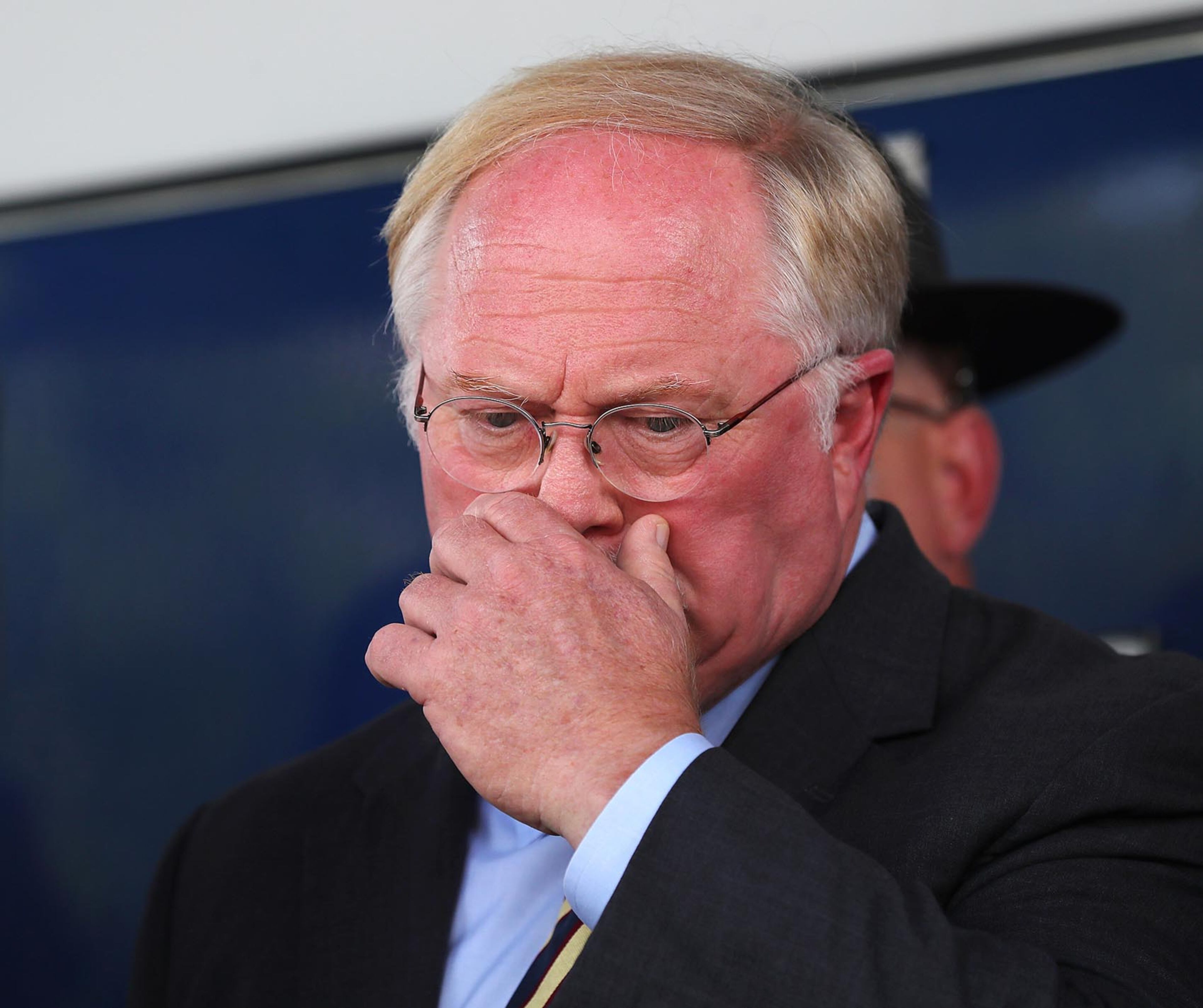 June 15, 2017, Madison: Putnam County Sheriff Howard Sills becomes emotional while someone talks about the families of the slain officers during a joint press conference by all the agencies involved in the manhunt for the two escaped convicts Donnie Russell Rowe and Ricky Dubose, who shot and killed two correctional officers, at the Morgan County Public Safety Complex on Thursday, June 15, 2017, in Madison. Curtis Compton/ccompton@ajc.com