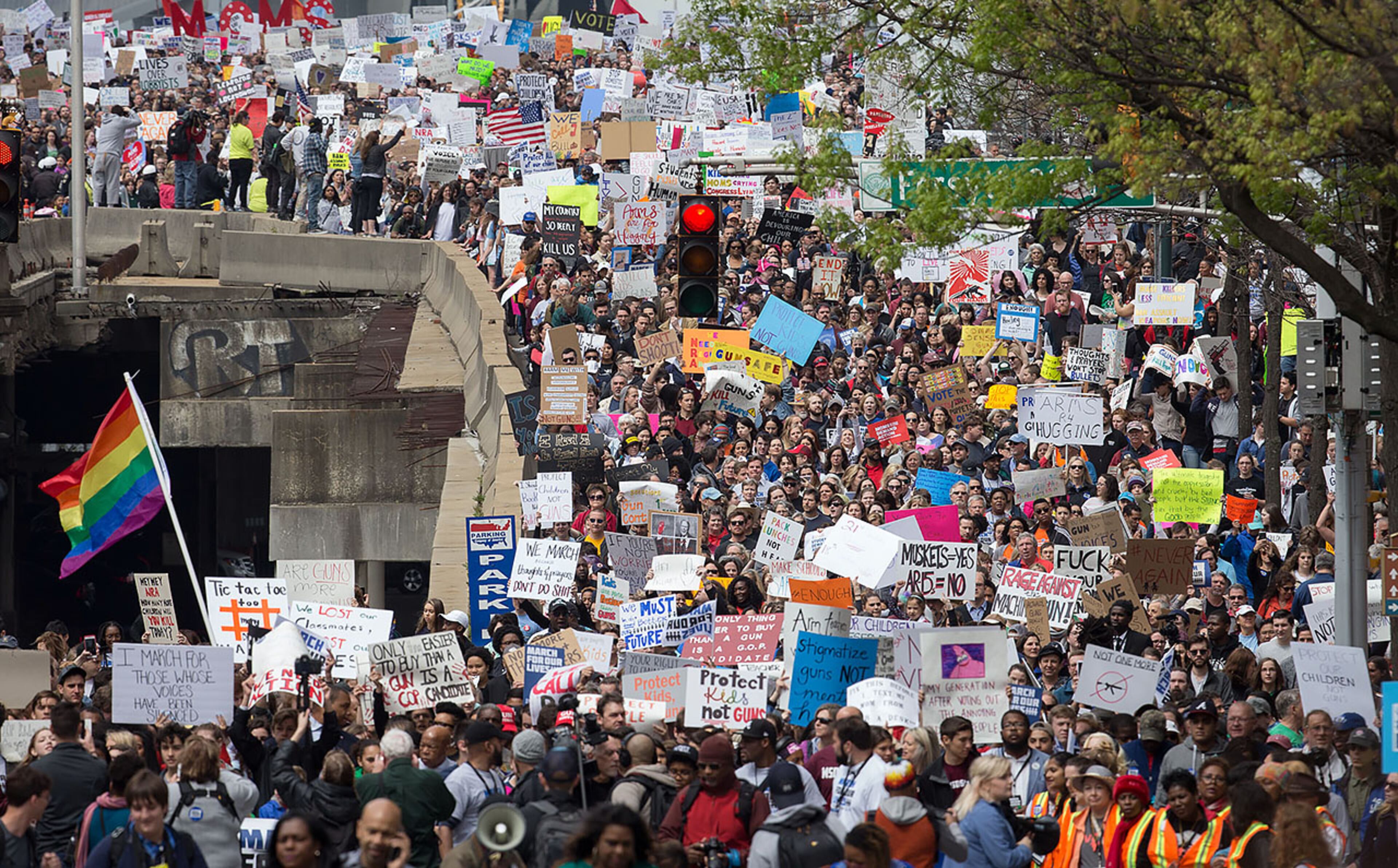 A large crowd fills the streets during the March For Our Life Atlanta rally Saturday, March 24, 2018. The Atlanta police department estimated the crowd at near 30,000 people. STEVE SCHAEFER / SPECIAL TO THE AJC