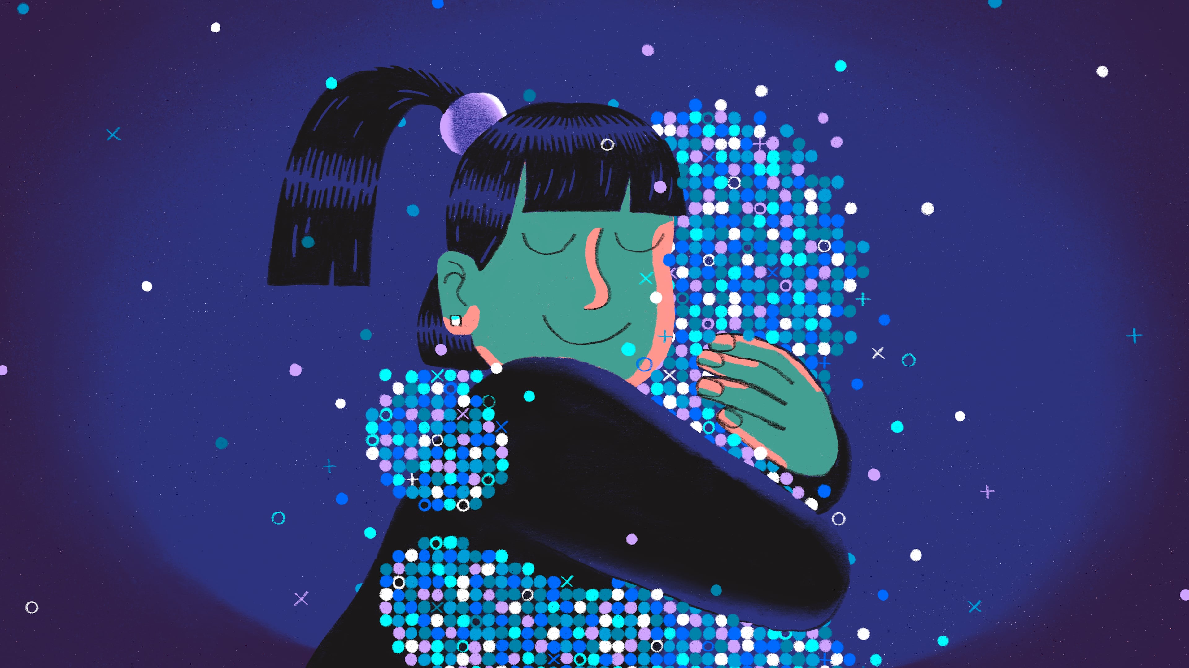 University of Georgia assistant professor of computer science Ari Schlesinger said of the rising popularity of AI companions in an age of growing loneliness: “People have unmet social and emotional needs. They are stressed … therapy is expensive. And we have discovered an incredibly easy, seemingly zero-conflict, low-friction way to meet our needs.” (Illustration: Justin Tran for the AJC)