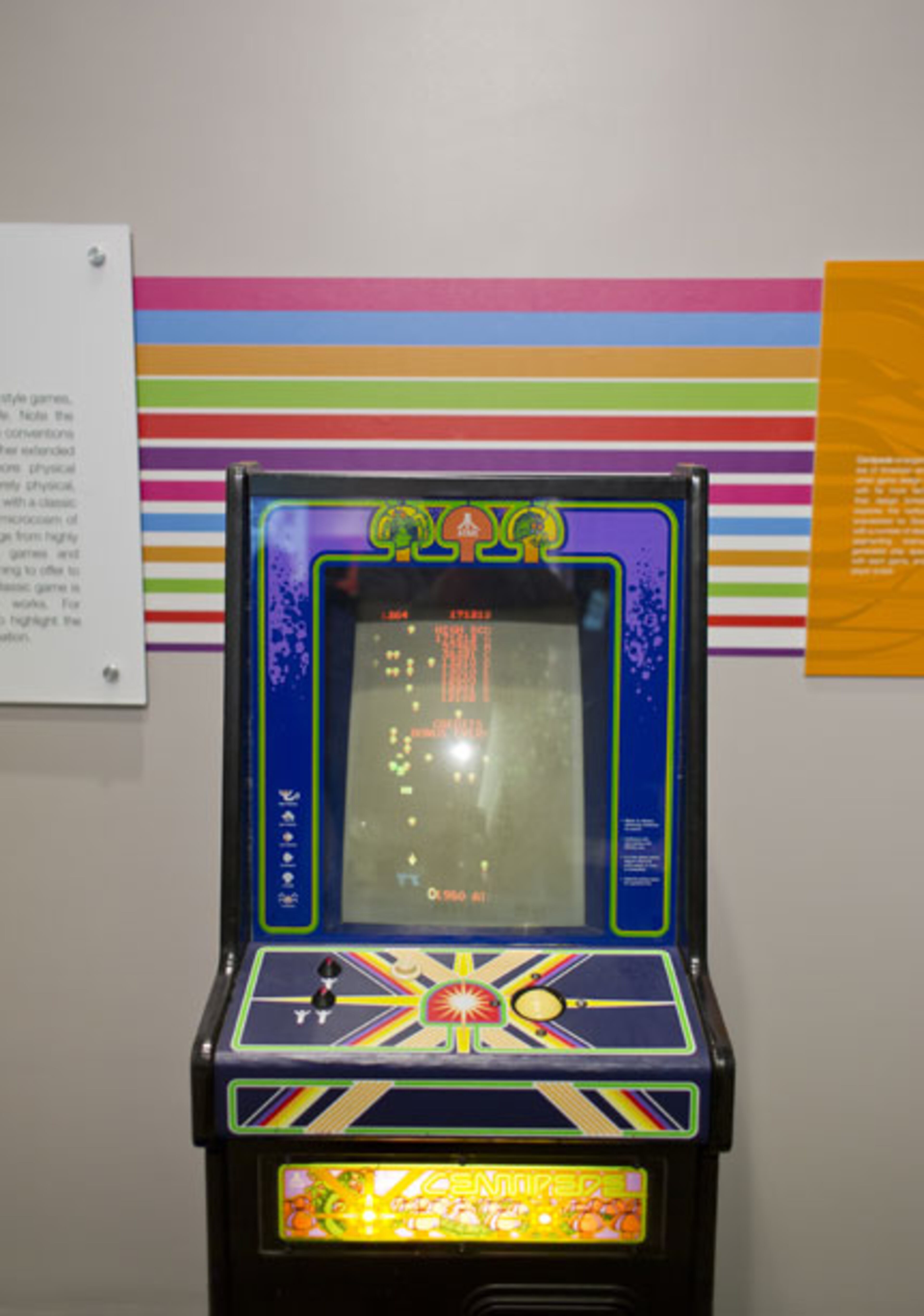 The early Atari arcade game Centipede (1981) is playable at the exhibit “XYZ: Alternate Voices in Game Design” at the Museum of Design Atlanta through Sept. 2, 2013.