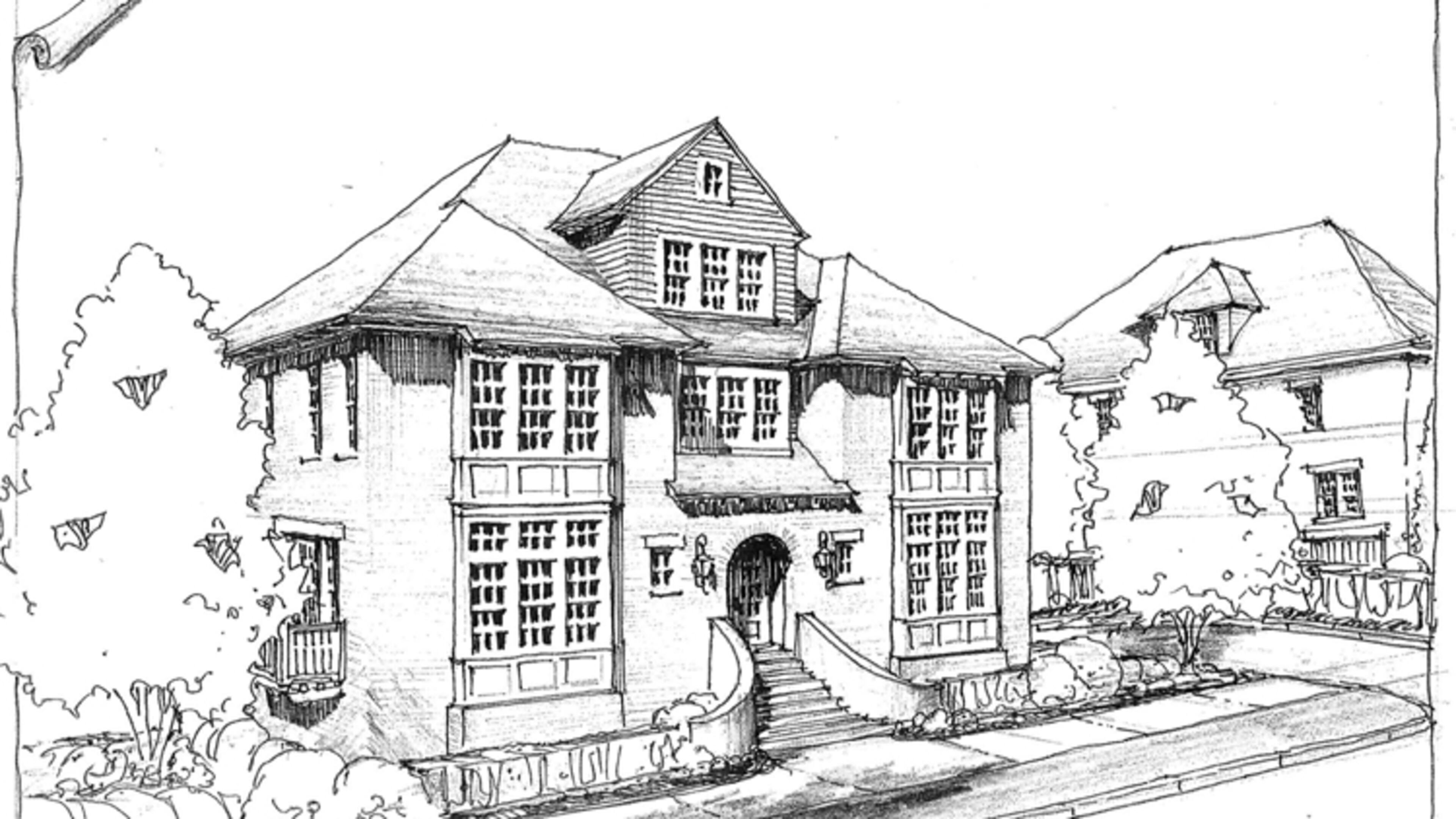 Artist’s rendering depicts one of the “English Cottage” homes proposed for an Alpharetta development site previously approved for offices. CITY OF ALPHARETTA