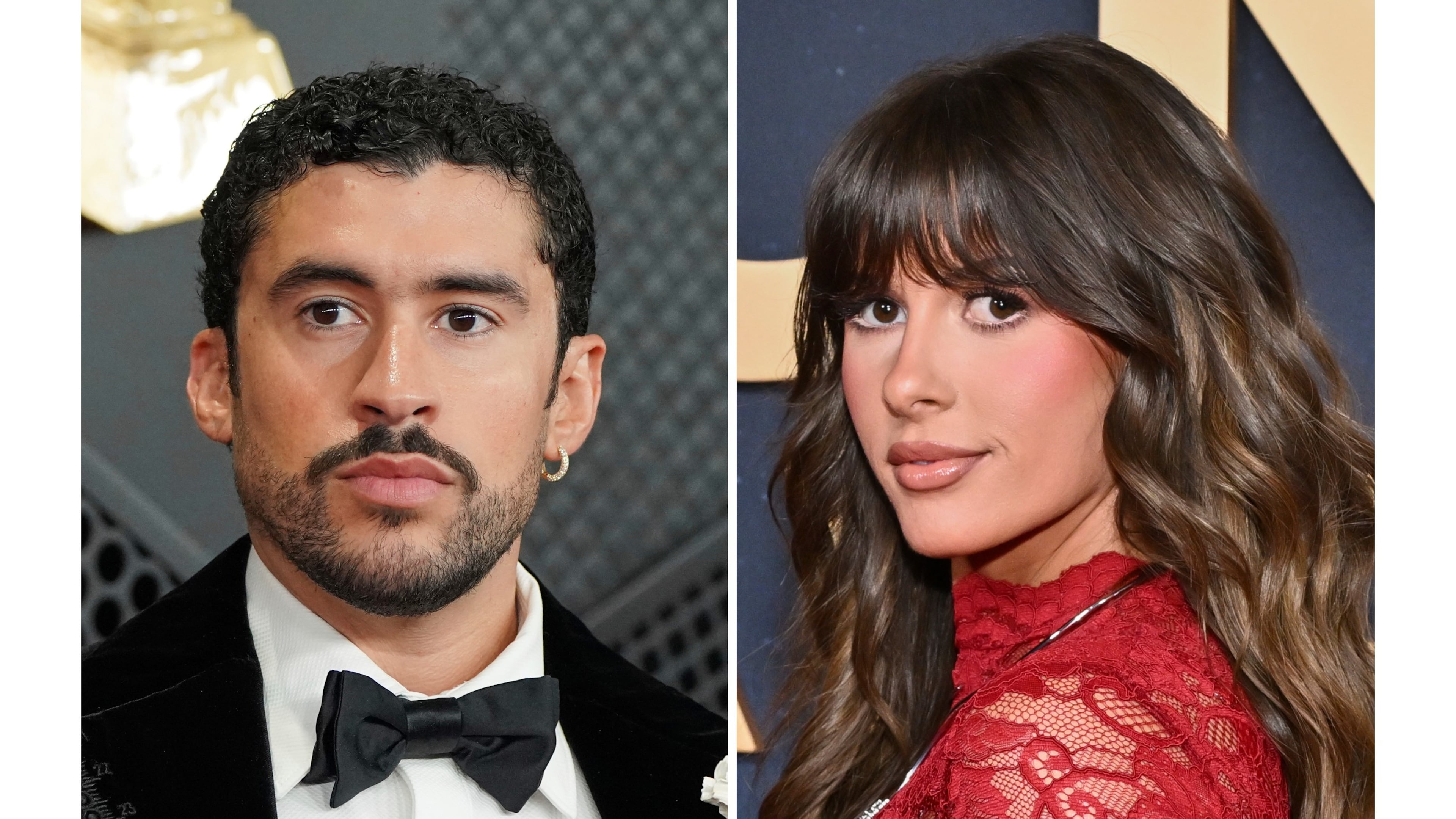 Bad Bunny appears at the 68th annual Grammy Awards in Los Angeles on Feb. 1, 2026, left, and Ella Langley appears at the 59th Annual Country Music Association Awards in Nashville, Tenn., on Nov. 19, 2025. (AP Photo)