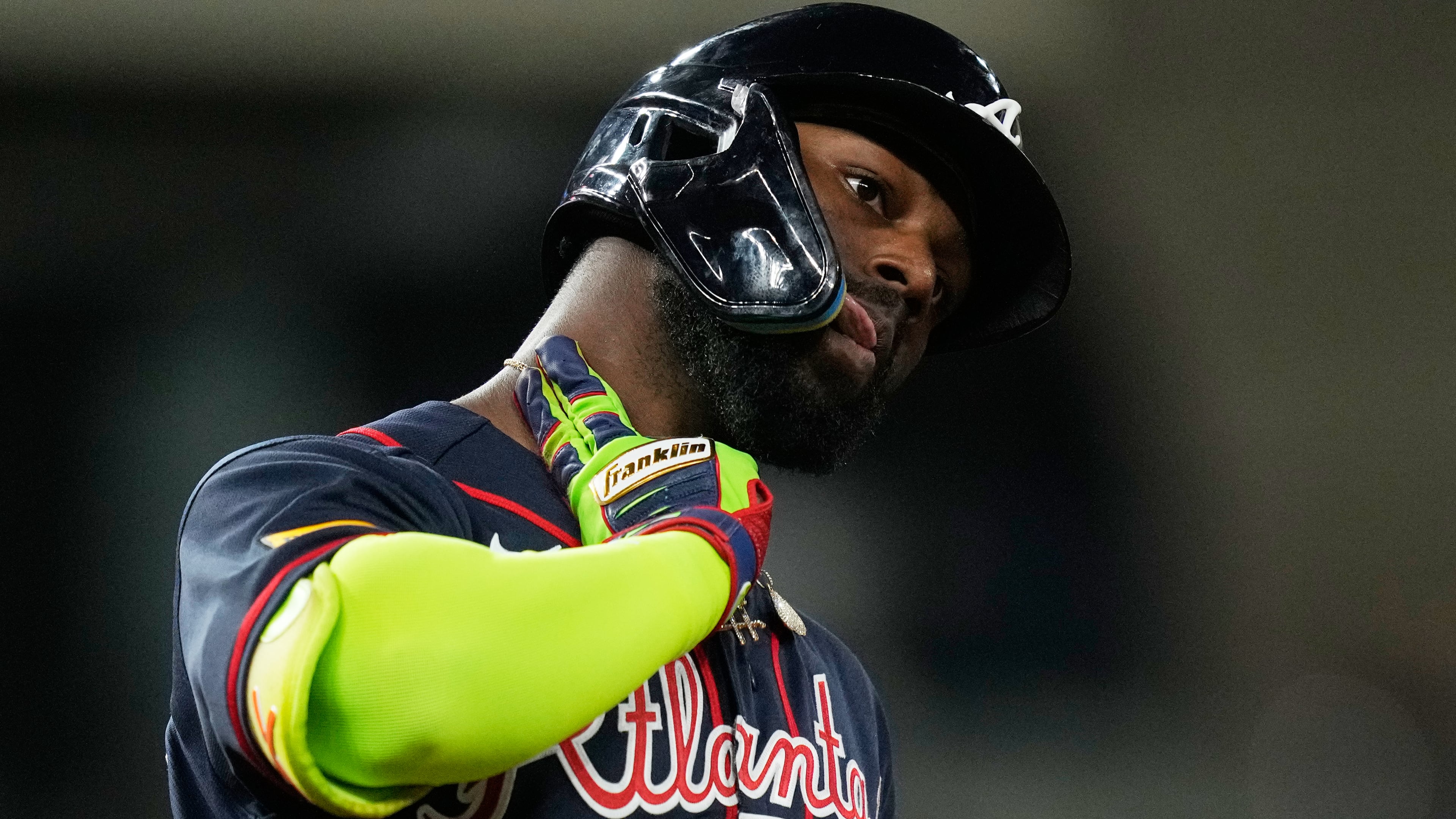 Atlanta Braves' Michael Harris II celebrates as he runs the bases after hitting a home run during the fourth inning of a baseball game against the Houston Astros in Houston, Friday, Sept. 18, 2026. (Ashley Landis/AP)