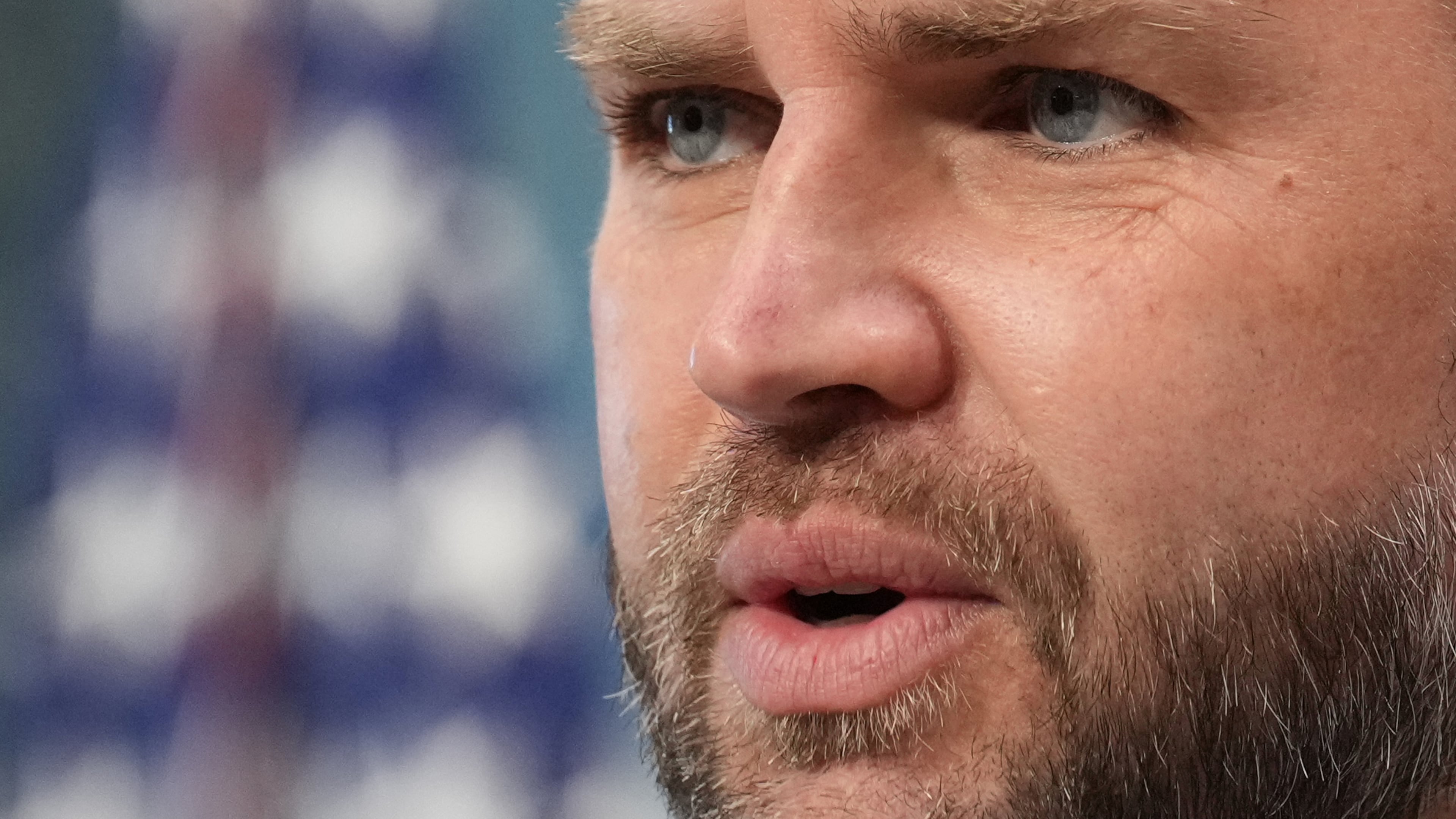 Vice President JD Vance speaks to the media from the Eisenhower Executive Office Building on the White House campus, Wednesday, May 13, 2026, in Washington. (AP Photo/Jacquelyn Martin)