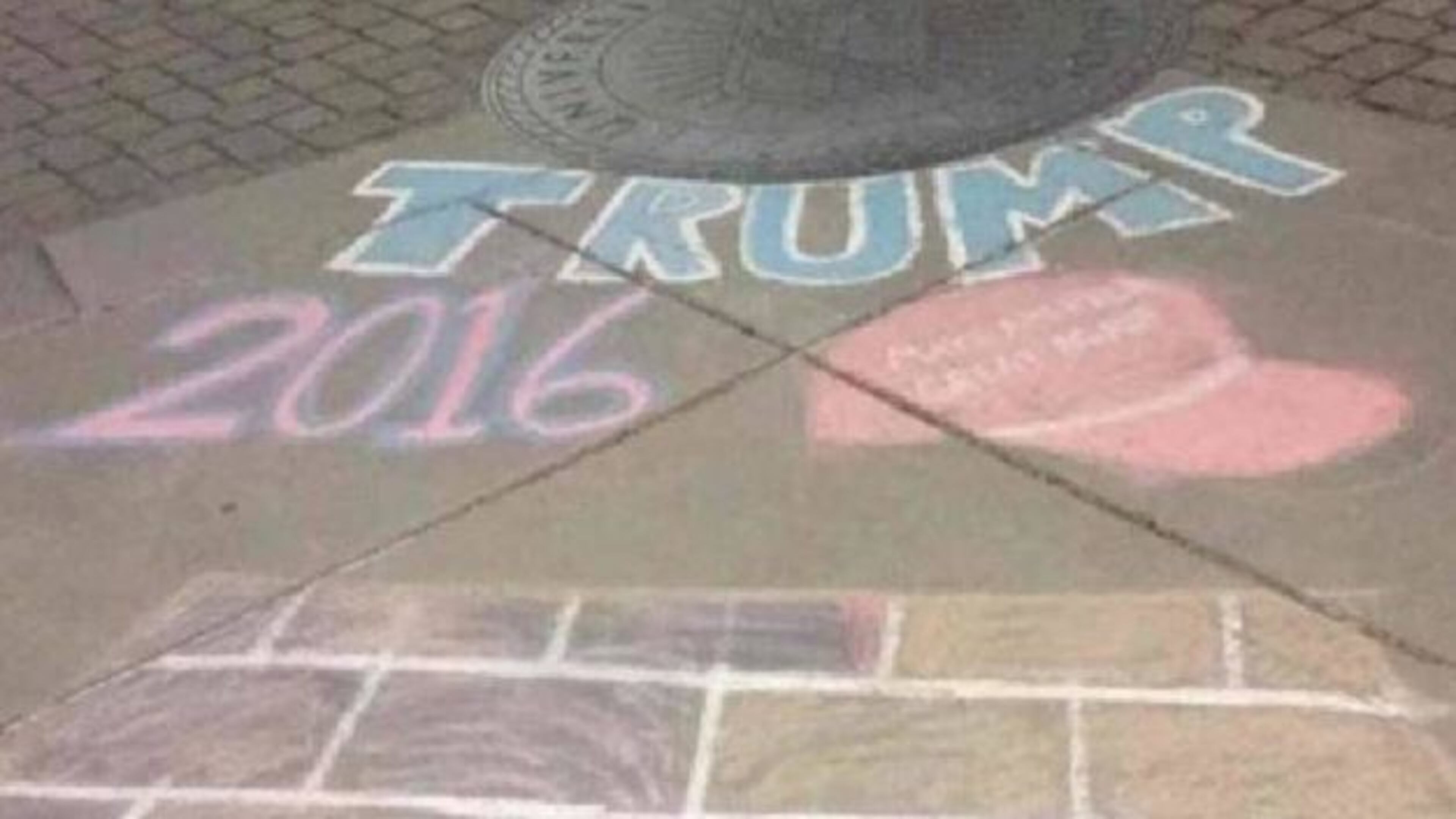 This chalk artwork supporting Donald Trump was made on the University of Tennessee-Chattanooga campus. (Credit: Chattanooga Times-Free Press)