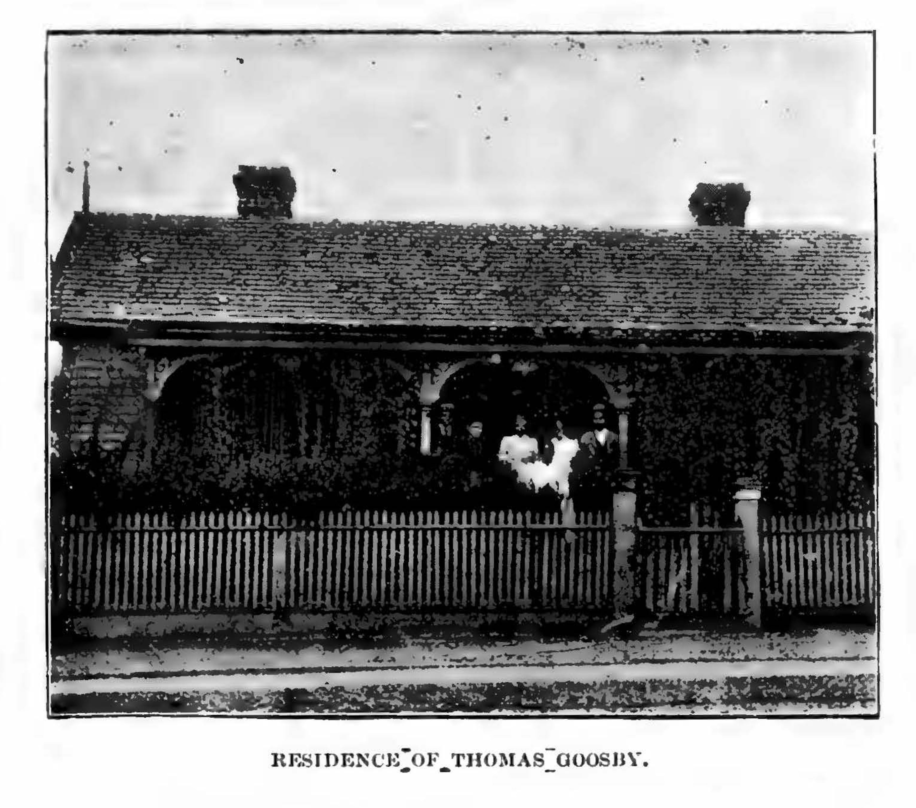 The "tidy cottage" of Thomas Goosby, as described in "The Black Side" by Rev. E.R. Carter. Goosby was considered a master builder who was much in demand during Reconstruction, but he also ran a grocery store with son. (Archival image from "The Black Side" by Rev. E.R. Carter)