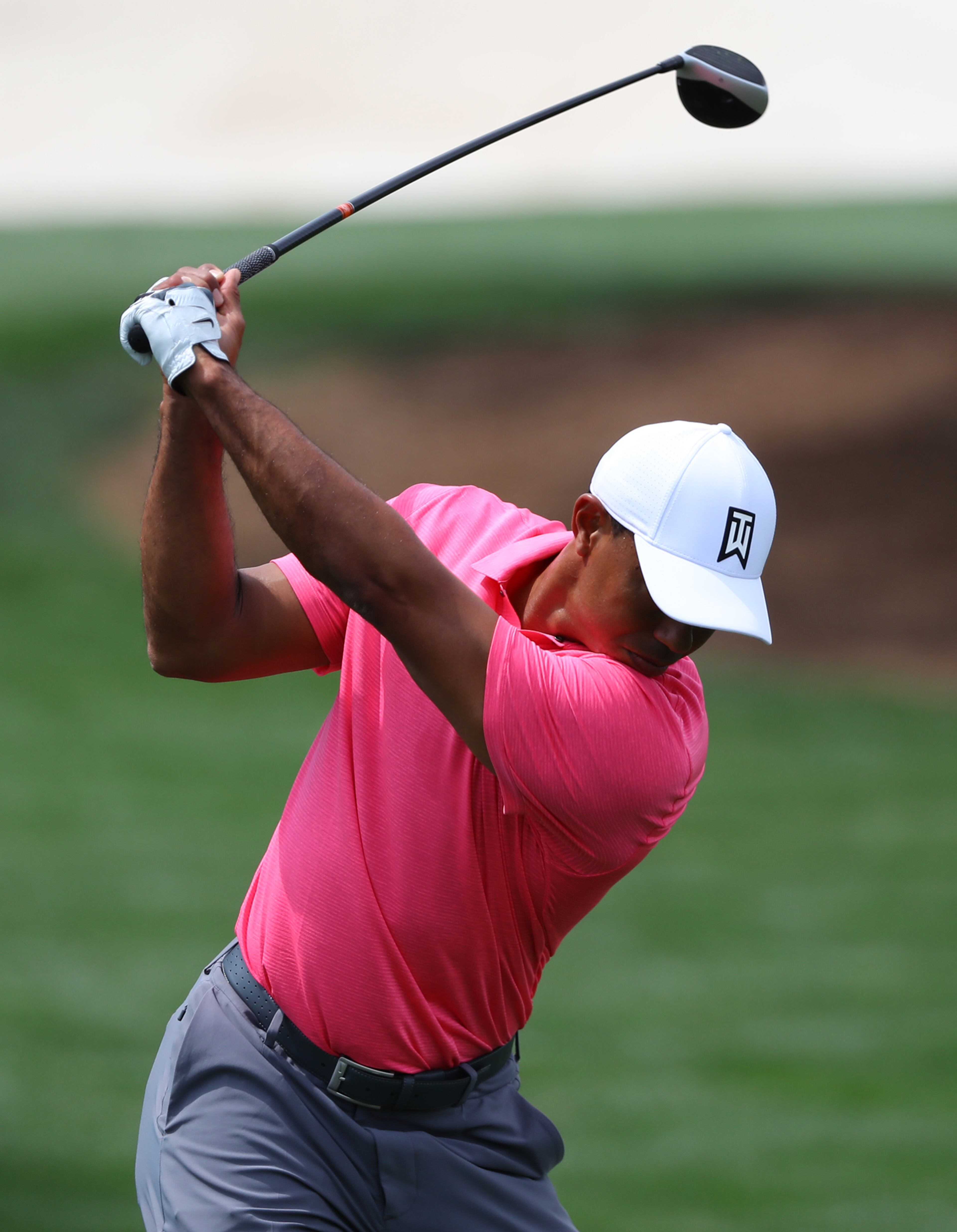 April 2, 2018 Atlanta: Tiger Woods works on his swing while practicing for the Masters at Augusta National Golf Club on Monday, April 2, 2018, in Augusta. Curtis Compton/ccompton@ajc.com