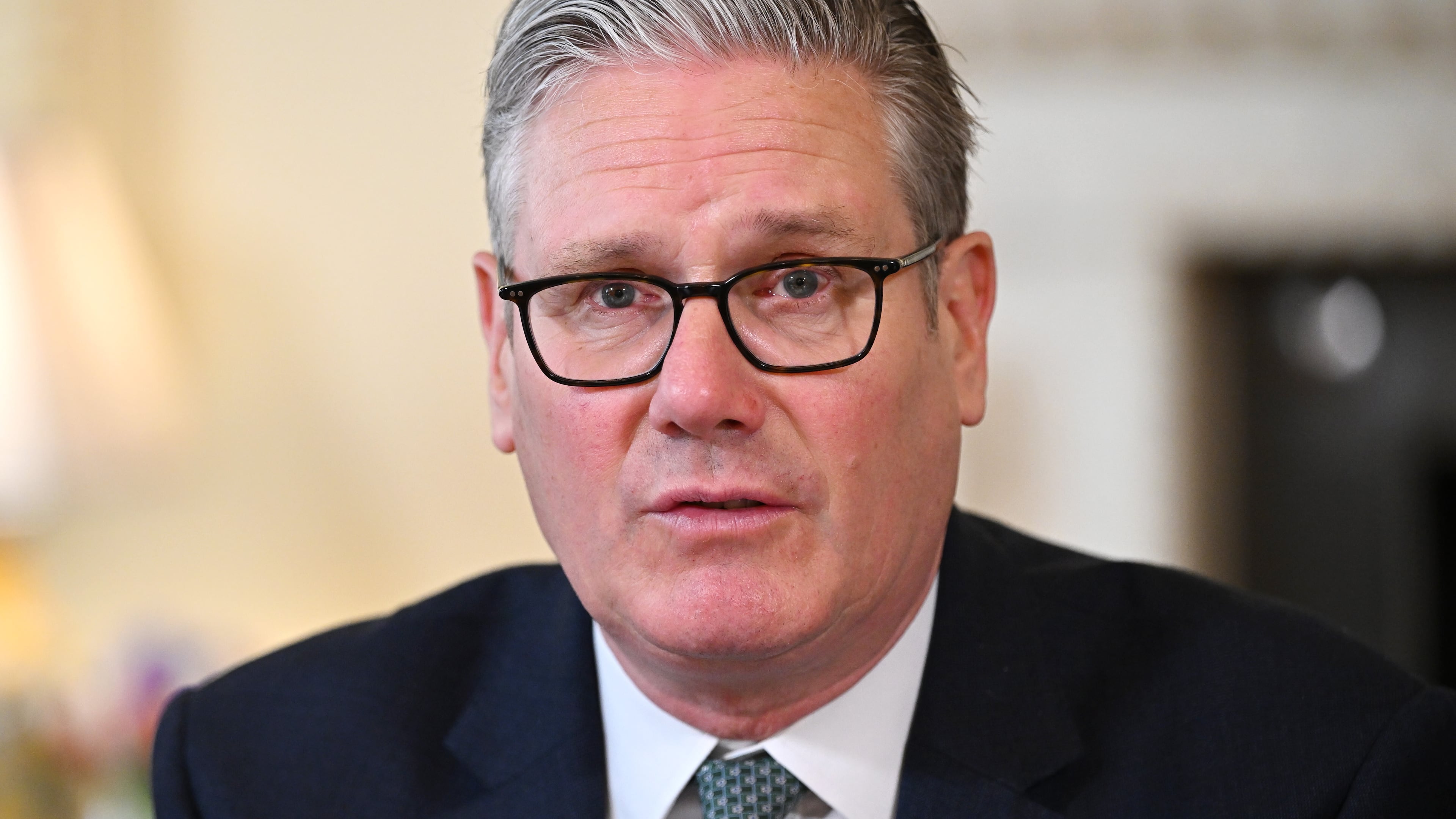 British Prime Minister Keir Starmer speaks as Starmer hosts social media industry leaders to discuss child safety online Thursday, April 16, 2026, in London. (Leon Neal/Pool Photo via AP)