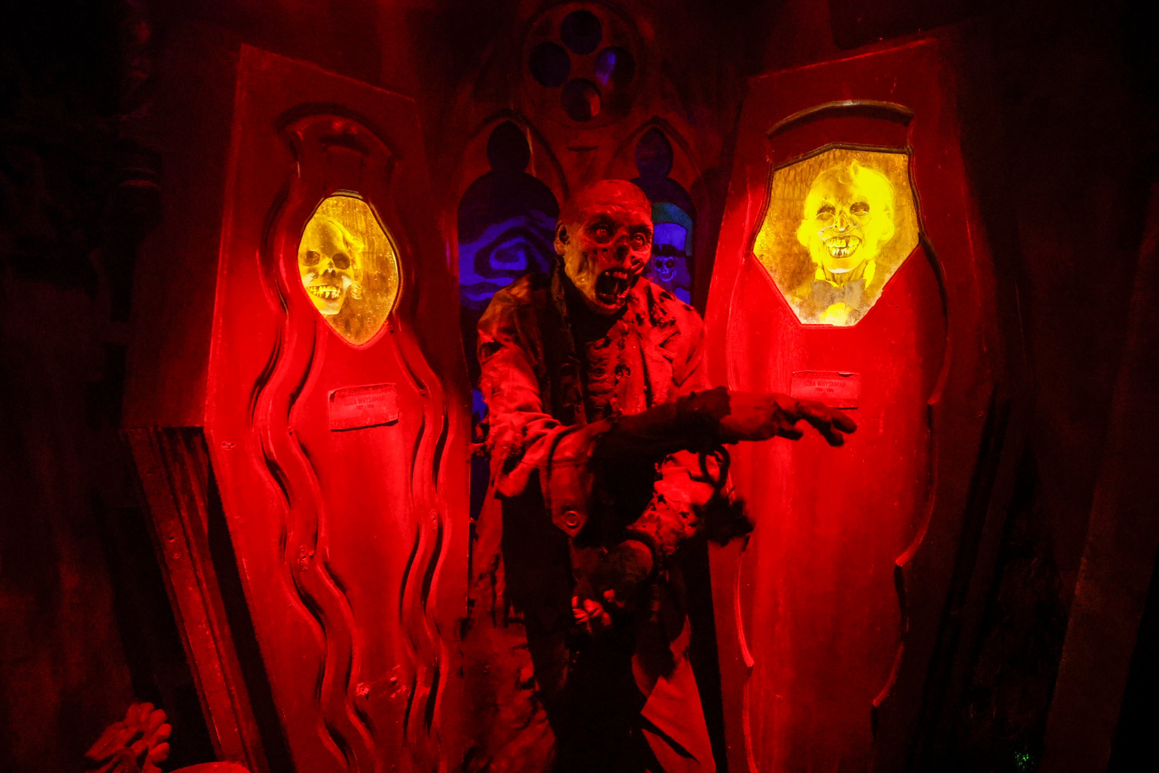 Inside the Netherworld’s impressive 70,000-square-foot warehouse, visitors can explore hundreds of animatronics, special effects and props, along with 100 to 125 live scare actors across multiple attractions. The popular haunted house is set to kick off its 30th season on Thursday, Sept. 10, 2026. (Miguel Martinez/AJC)