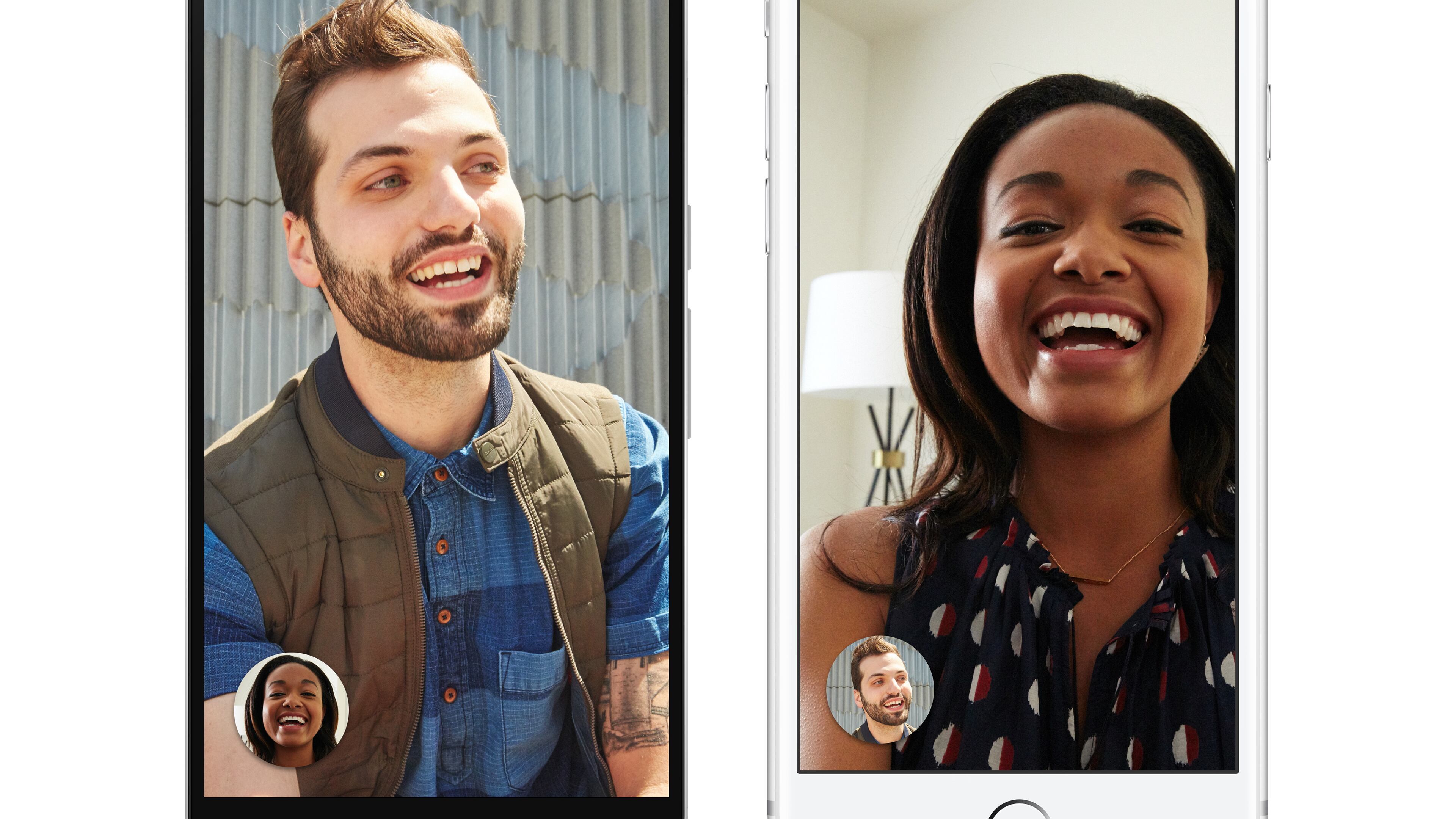 This image provided by Google shows its video chatting app on mobile devices. The app, dubbed Duo, represents Google's response to other popular video calling options, including Apple's FaceTime, Microsoft's Skype and Facebook's Messenger app. The new app, announced in May, is being released Tuesday, Aug. 16, 2016, as a free service for phones running on Google's Android operating system as well as Apple's iPhones. (Google via AP)