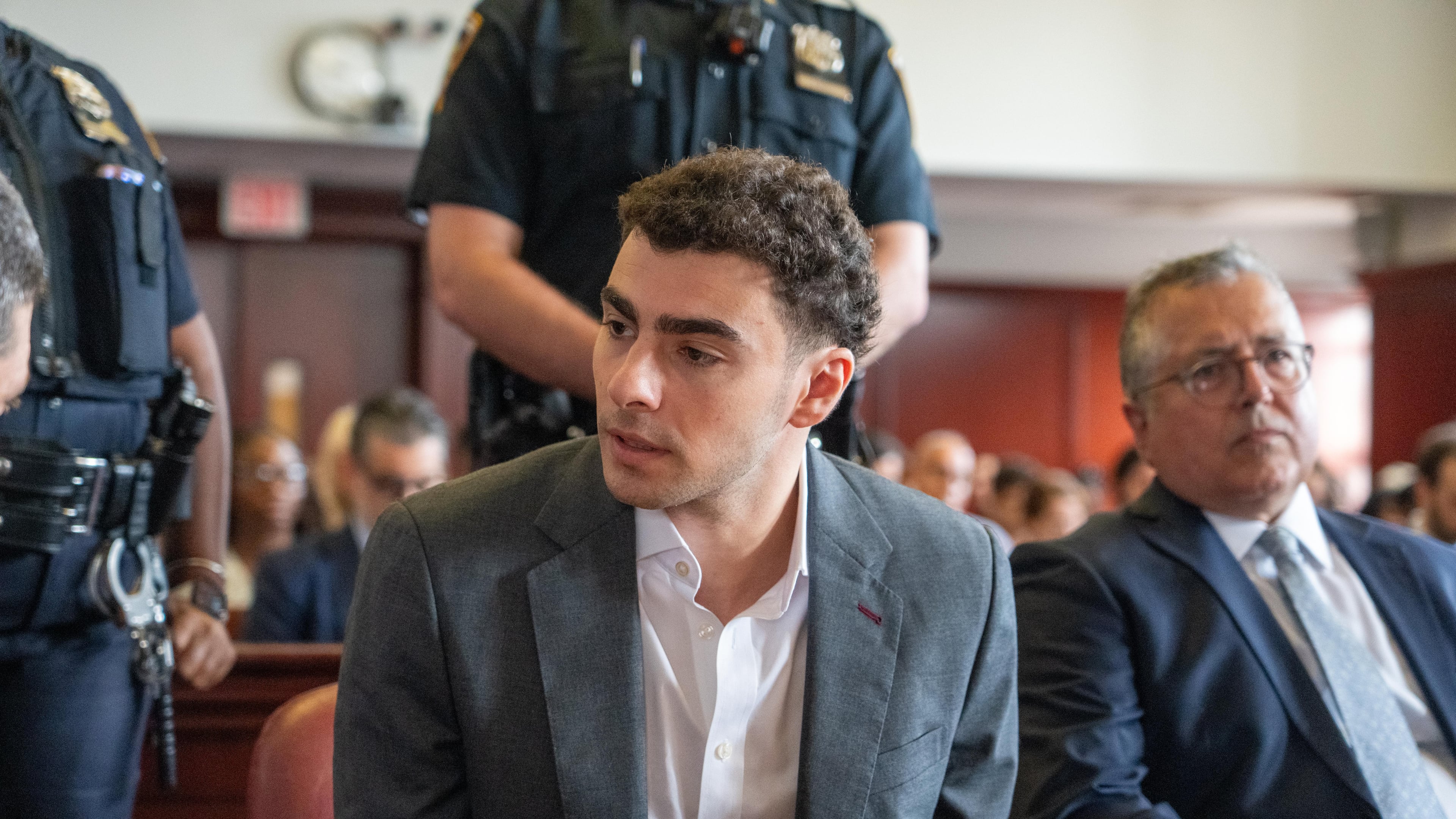 Luigi Mangione appears for a pre-trial hearing at Manhattan Criminal Court in New York, on Tuesday, Aug. 11, 2026. (Steven Hirsch/New York Post via AP, Pool)