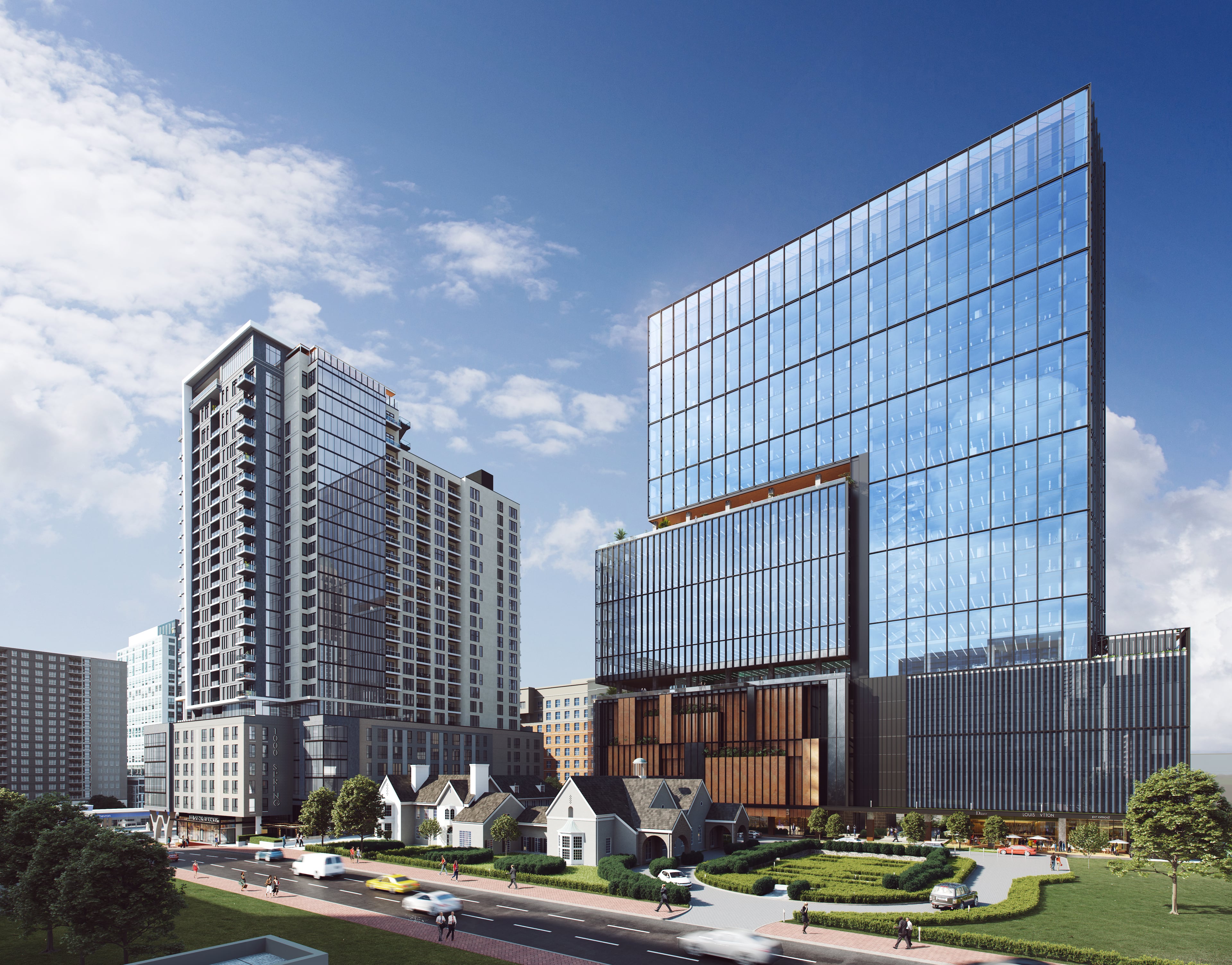 The Spring Quarter project will include a 25-story office tower, a 370-unit apartment building, greenspace and retail space.