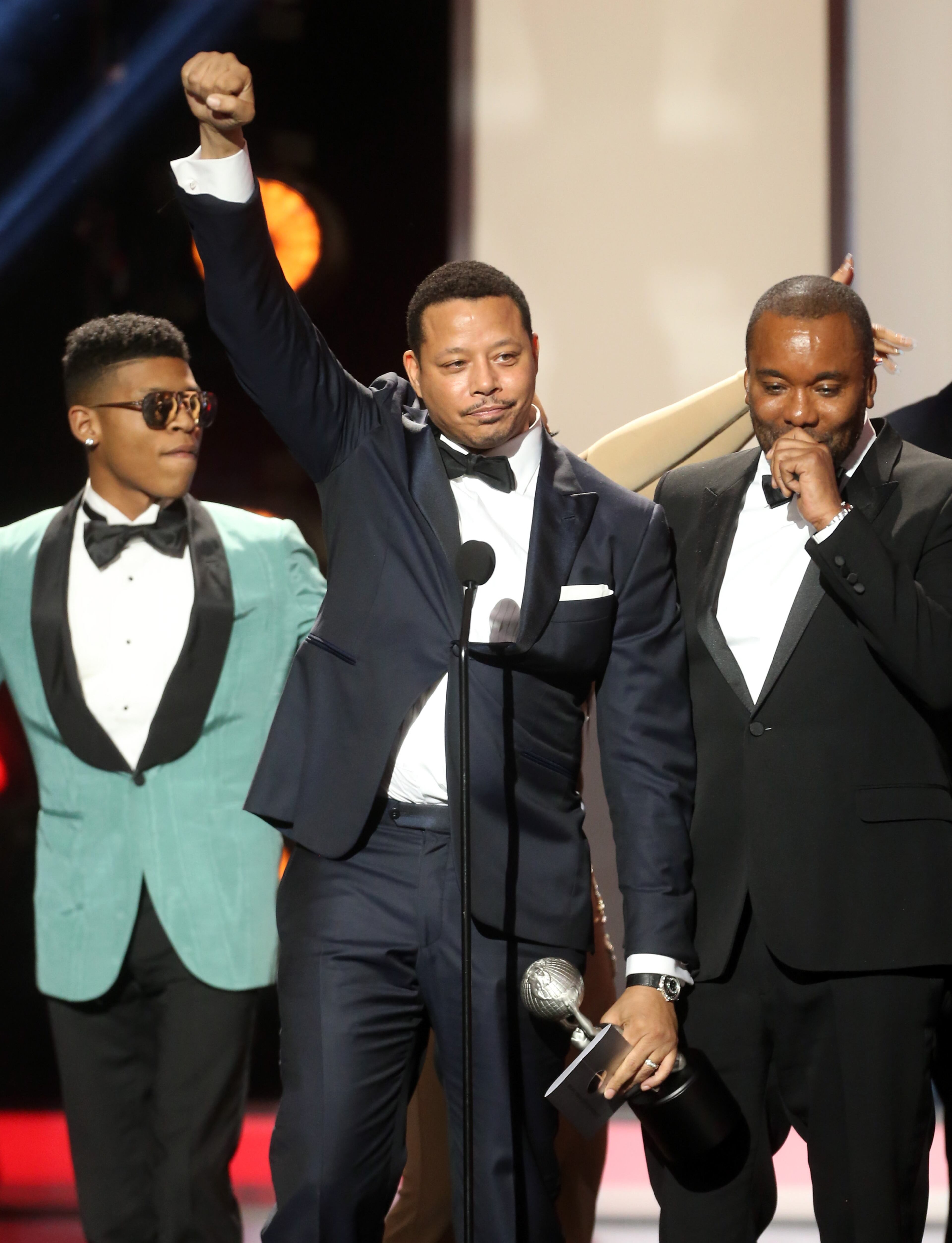 PASADENA, CA - FEBRUARY 05: (L-R) Actors Bryshere Y. Gray aka Yazz, Terrence Howard and director Lee Daniels accept award for Outstanding Drama Series for 'Empire' onstage during the 47th NAACP Image Awards presented by TV One at Pasadena Civic Auditorium on February 5, 2016 in Pasadena, California. (Photo by Frederick M. Brown/Getty Images for NAACP Image Awards)