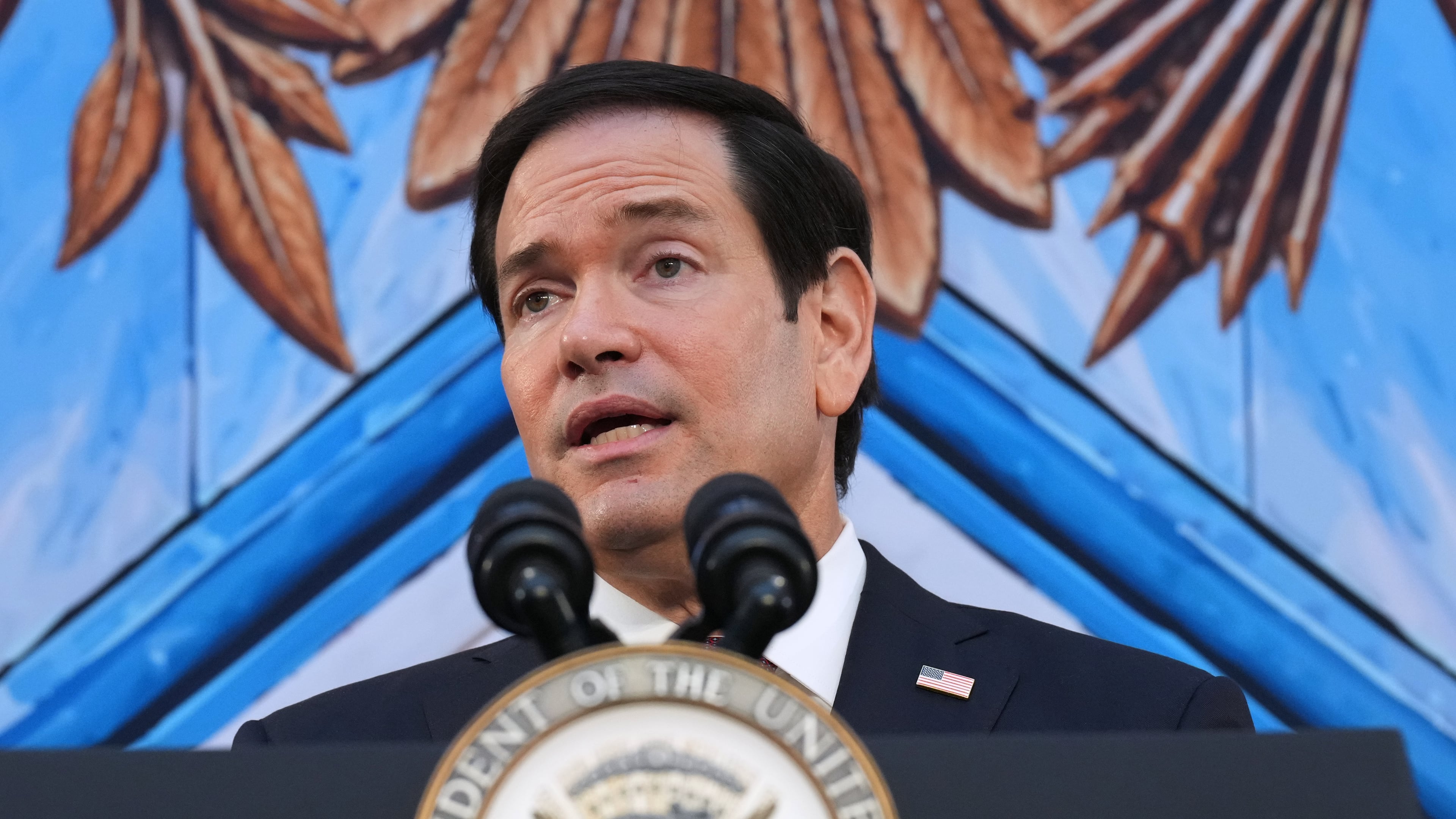 Secretary of State Marco Rubio, speaks during an event at the renamed Donald J Trump Institute of Peace, Thursday, Sept. 3, 2026, in Washington. (AP Photo/Jacquelyn Martin)