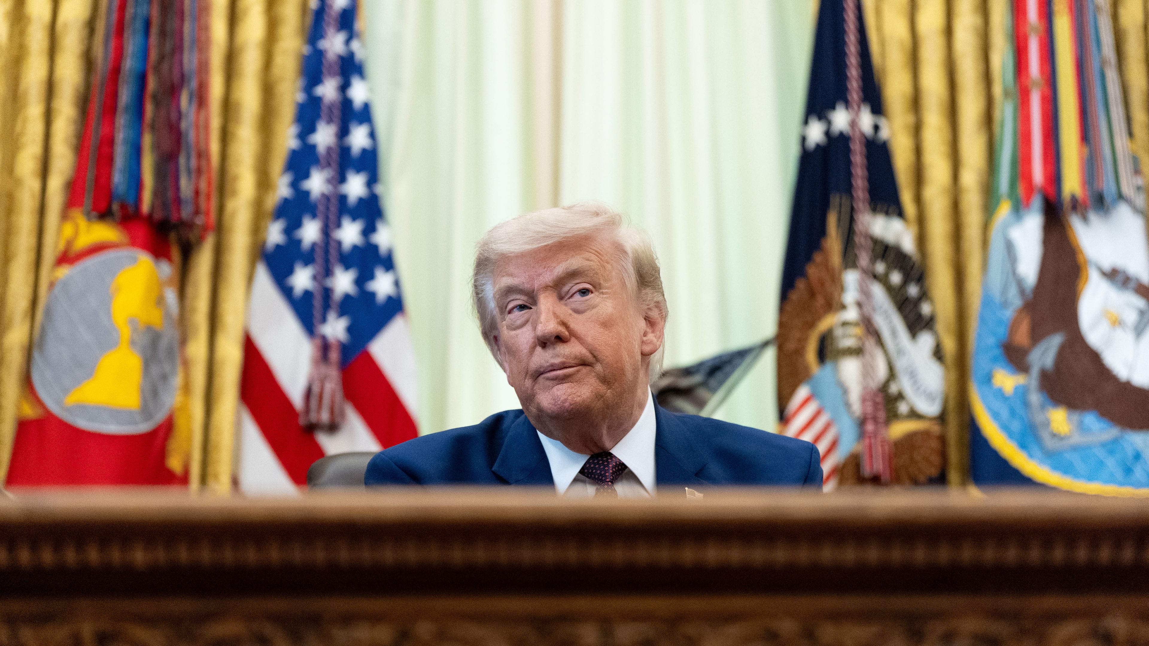 President Donald Trump speaks in the Oval Office of the White House, Wednesday, June 3, 2026, in Washington. (AP Photo/Alex Brandon)