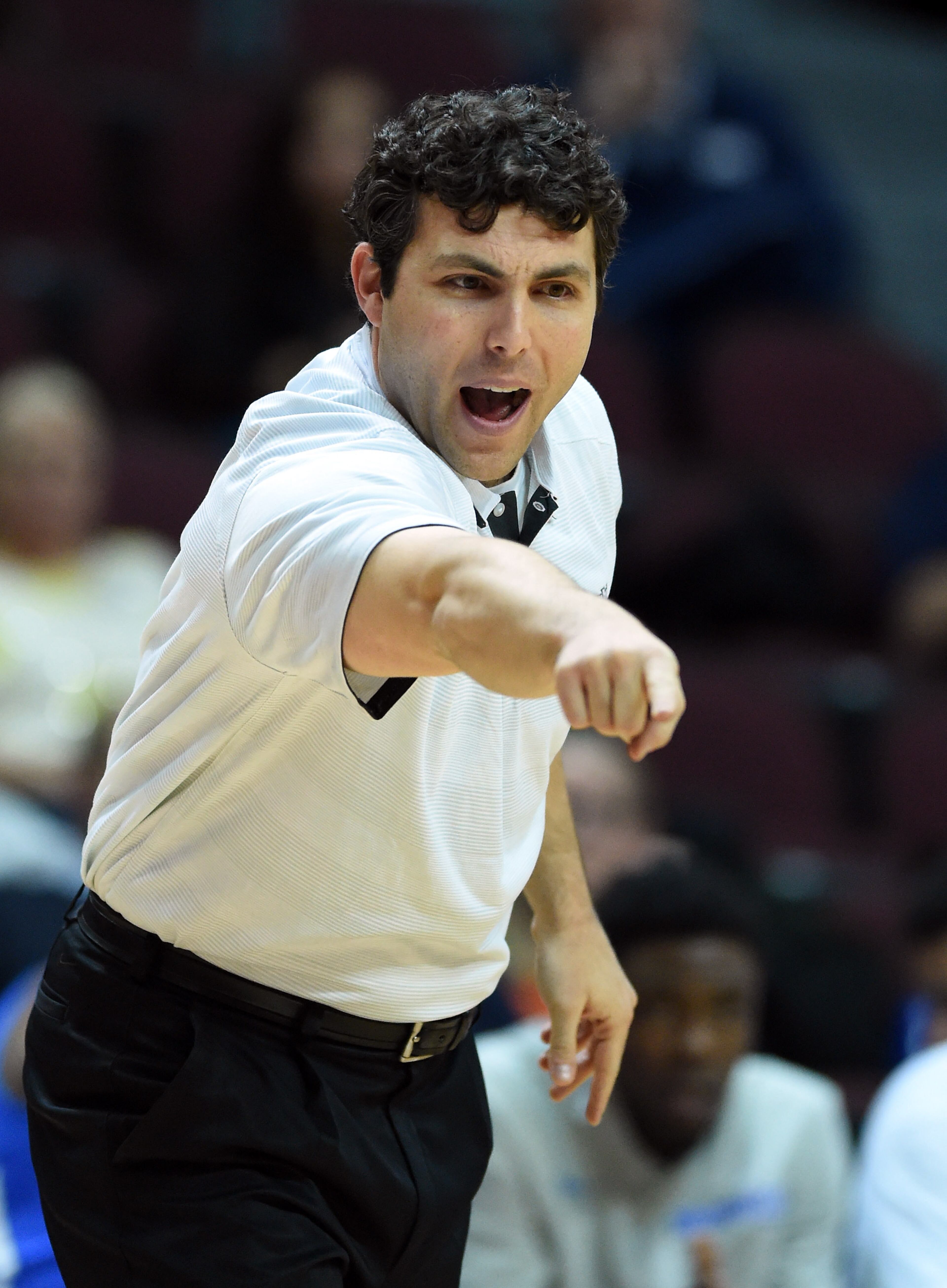 Coach Josh Pastner of the Memphis Tigers gestures during his team's game against the Baylor Bears. (Photo by Ethan Miller/Getty Images)