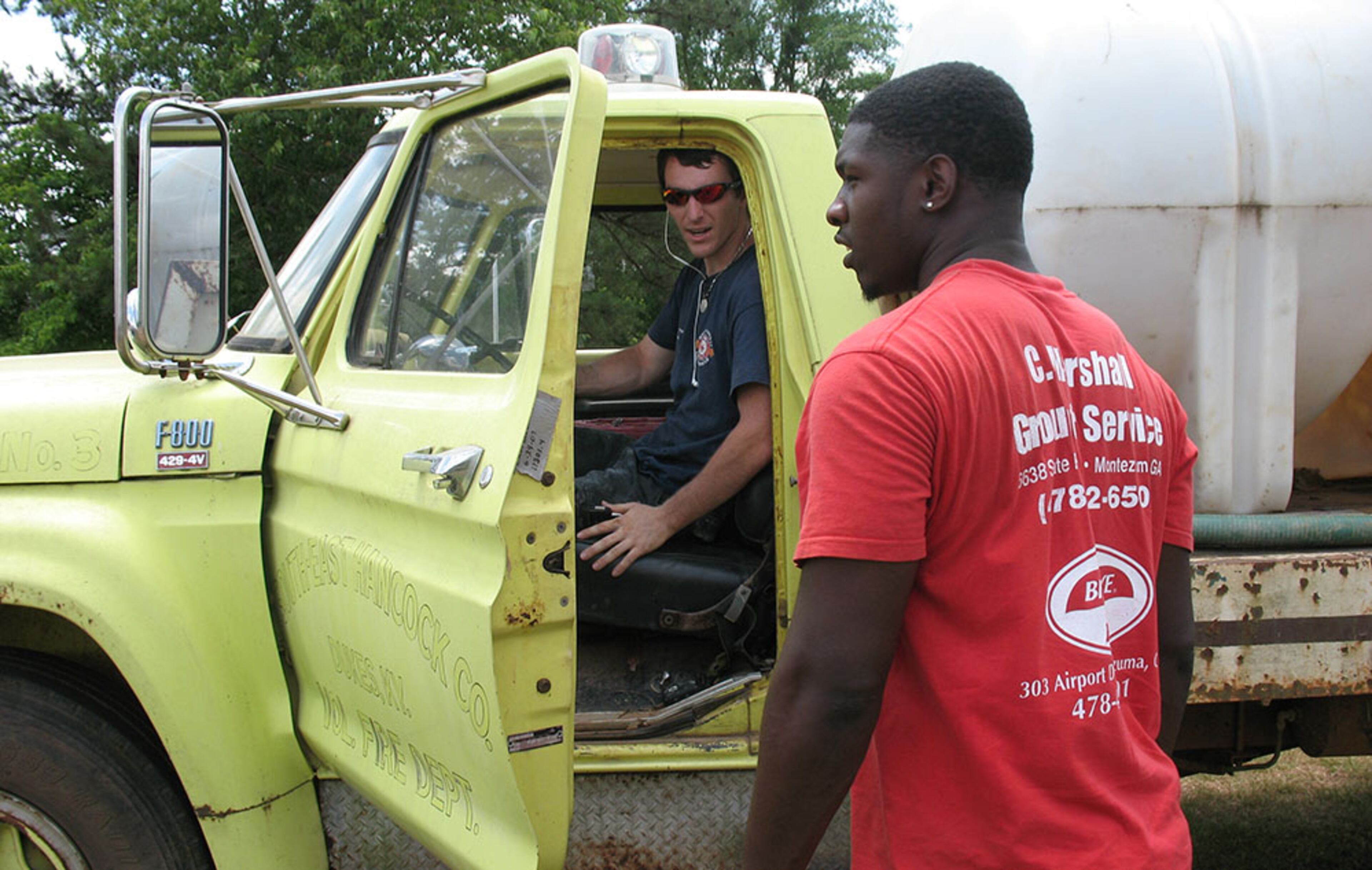 Next stop for Smith was to Yoder's work compound outside the city limits. There they met up with Jonathan Yoder, who had a tanker truck full of water ready carry out to a drilling site on a nearby dairy farm.