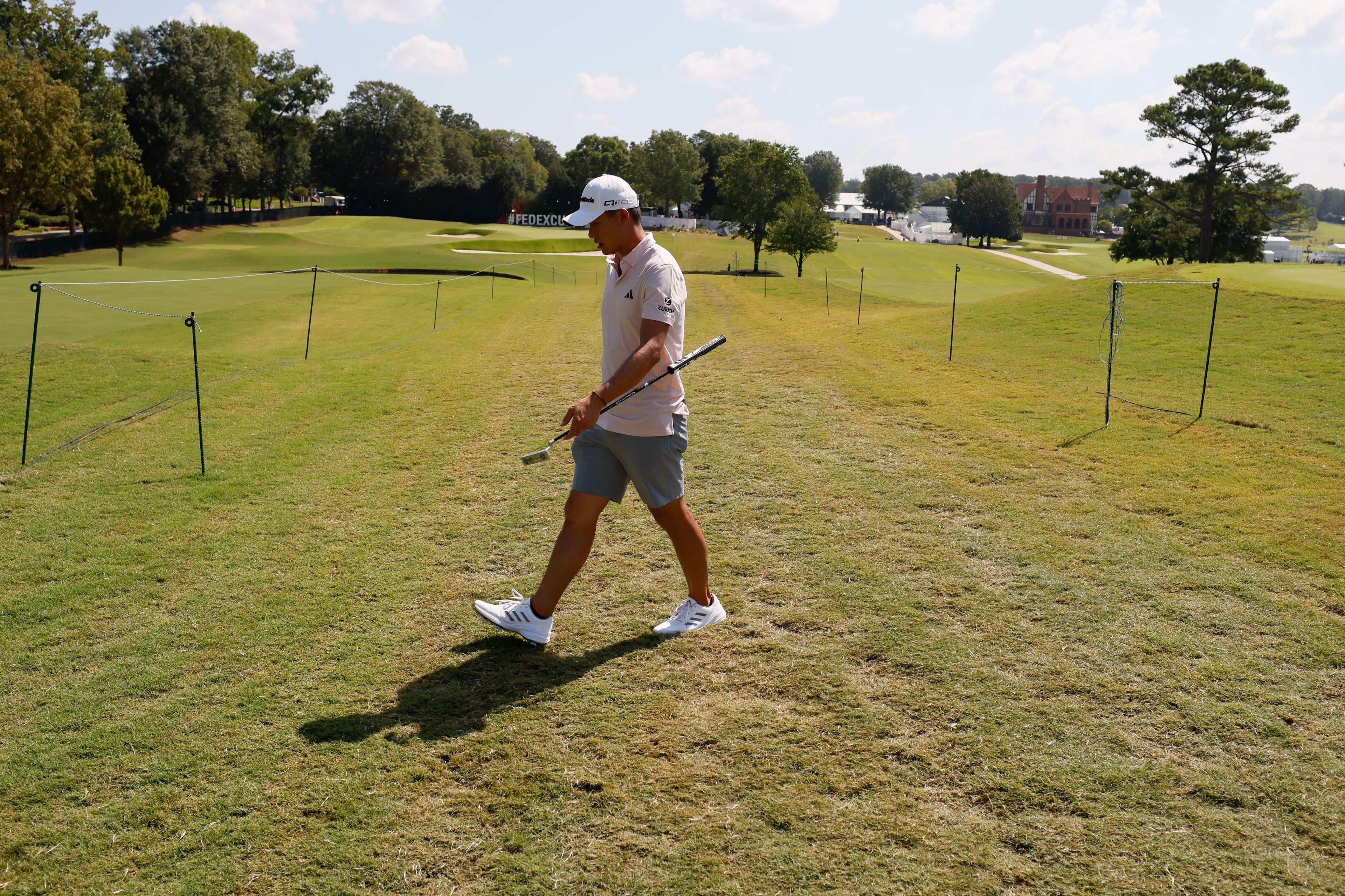 Collin Morikawa walks towards the 11th hole during a practice round for the 2024 Tour Championship at East Lake Golf Club, on Tuesday, Aug. 27, 2024, in Atlanta.
(Miguel Martinez / AJC)