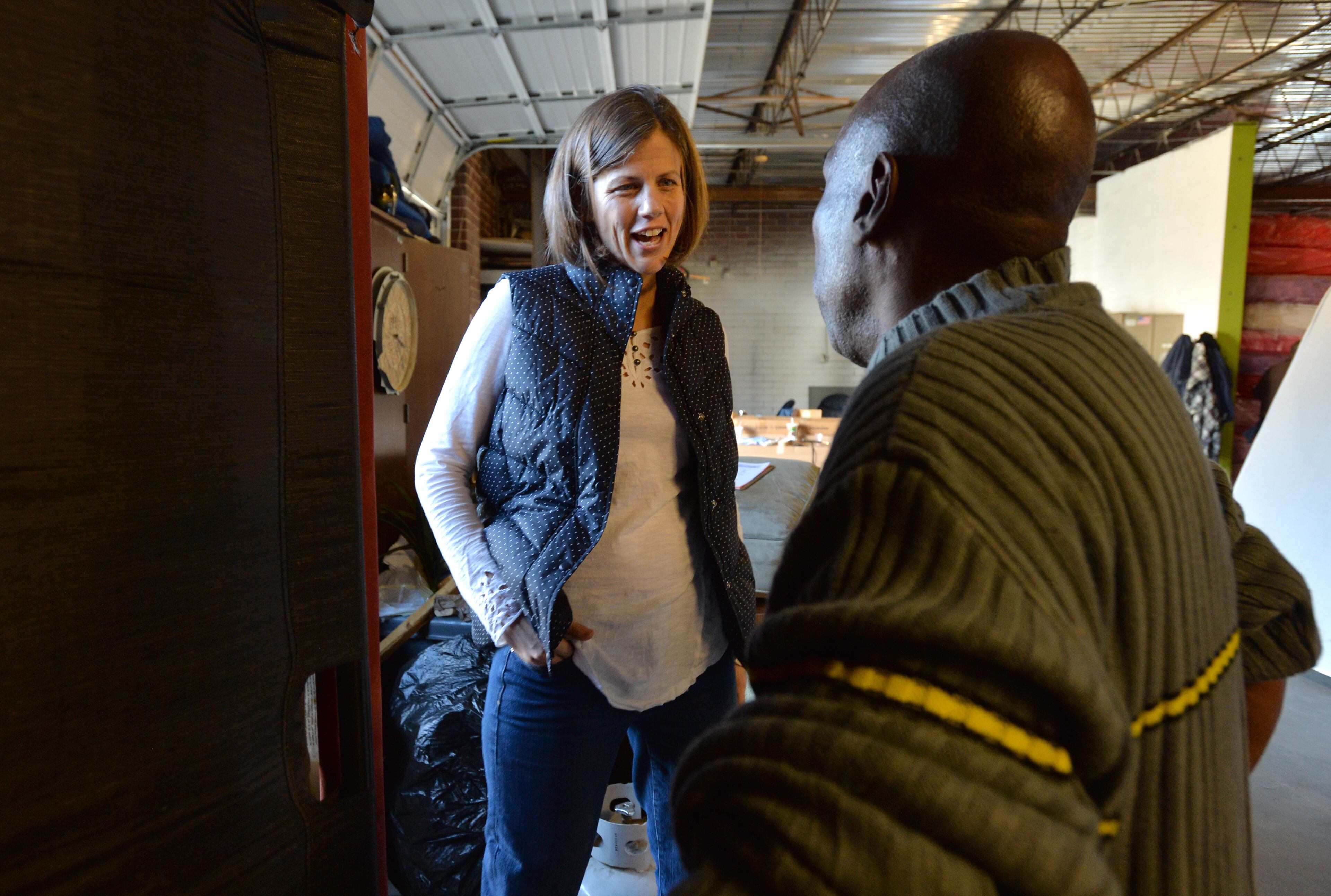 Megan Anderson, Executive Director at Furniture Bank of Metro Atlanta, said the non-profit gives furniture to people transitioning out of homelessness. The homeless veterans internship created this year in partnership with the United Way has allowed the small non-profit to expand its reach. Anderson said the homeless veterans understand what her clients are going through and working alongside the vets has been enriching for her staff. HYOSUB SHIN / HSHIN@AJC.COM