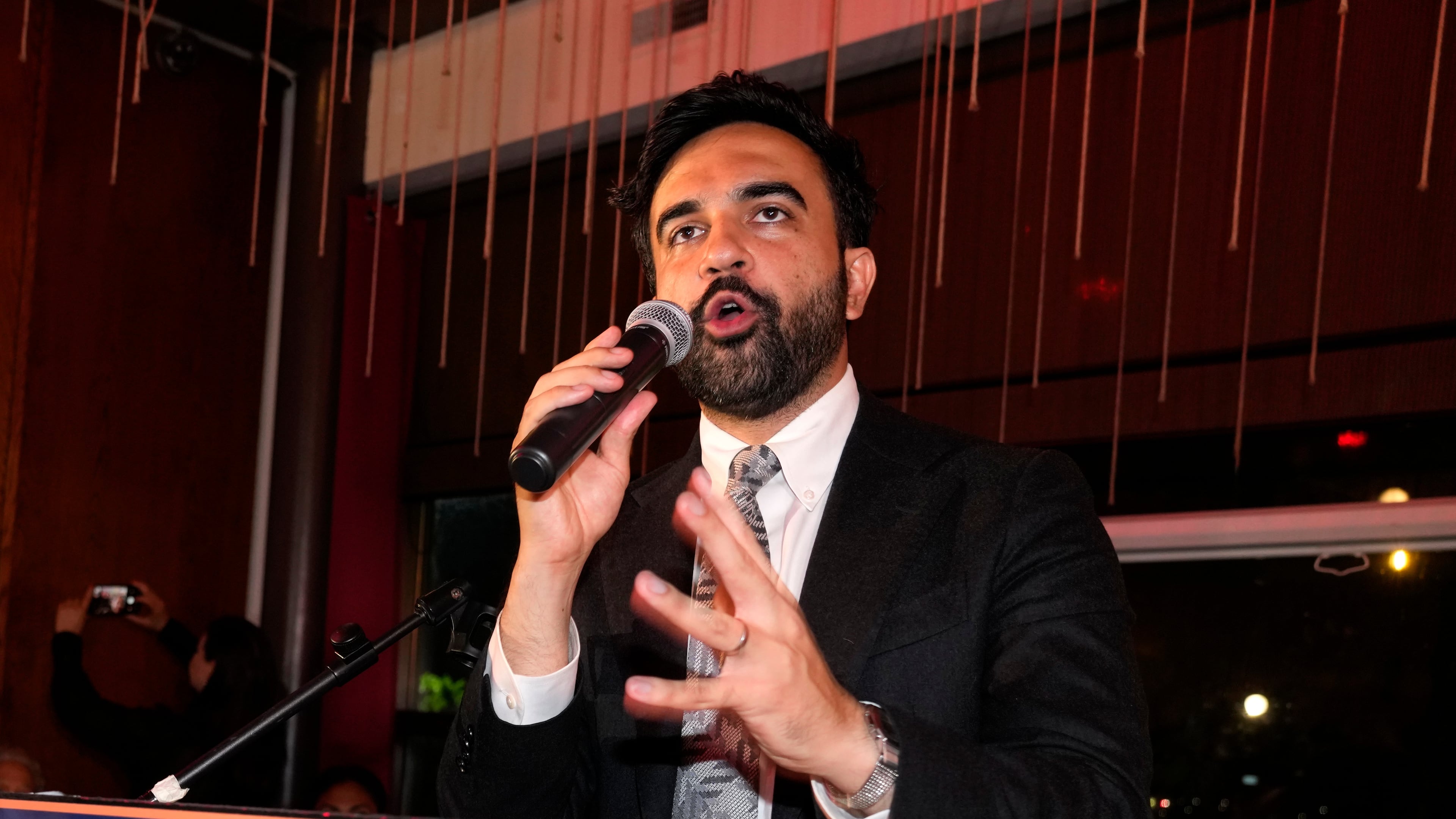 New York City Mayor Zohran Mamdani, speaks to supporters for Democratic congressional candidate Darializa Avila Chevalier during an election night watch party Tuesday, June 23, 2026, in New York. (AP Photo/Seth Wenig)