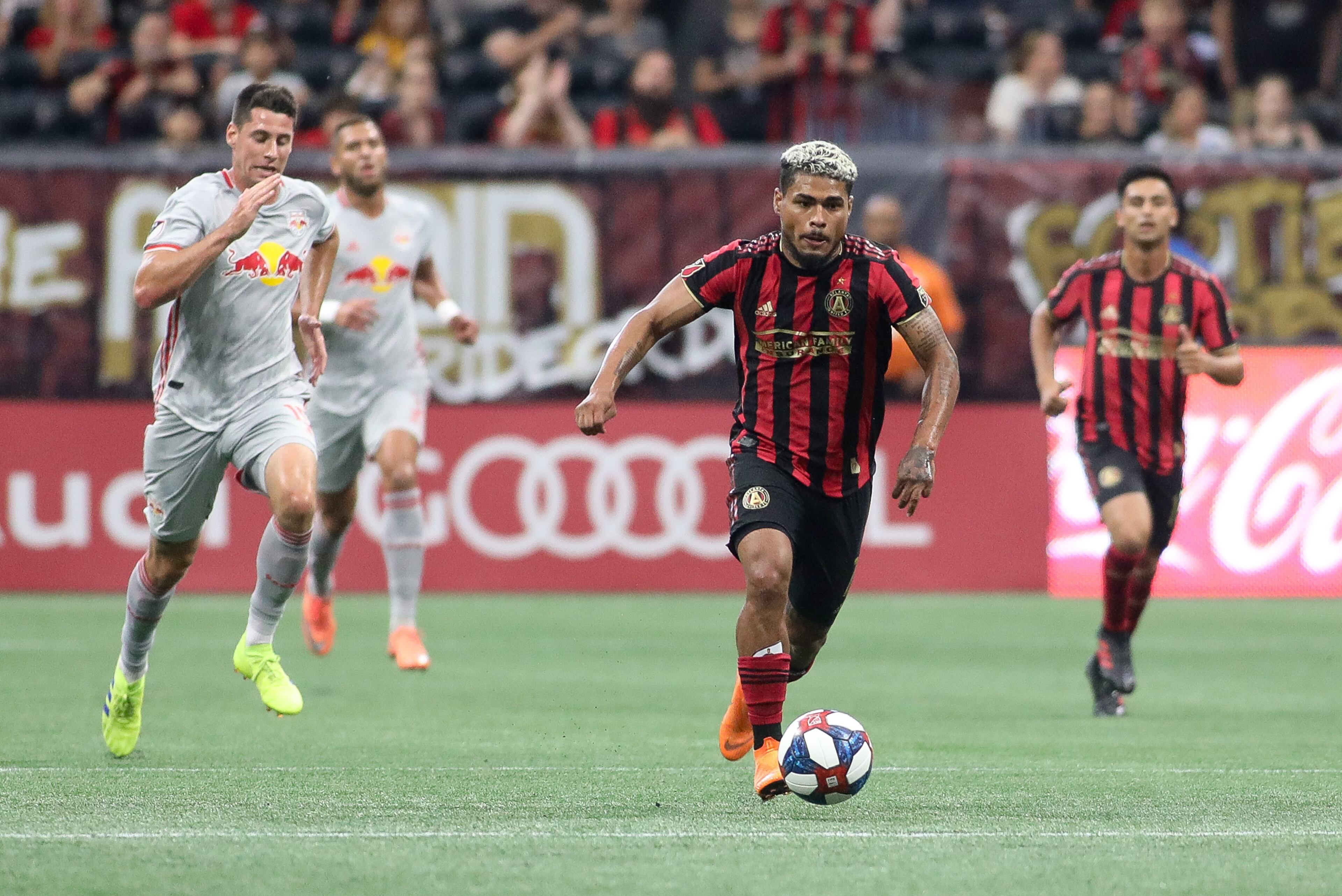 Late goal sees Atlanta United draw Red Bulls: Goals from Josef Martinez and Justin Meram weren’t enough as Atlanta United was held to a 3-3 draw against New York Red Bulls on Sunday at Mercedes-Benz Stadium. (Branden Camp/Special)
