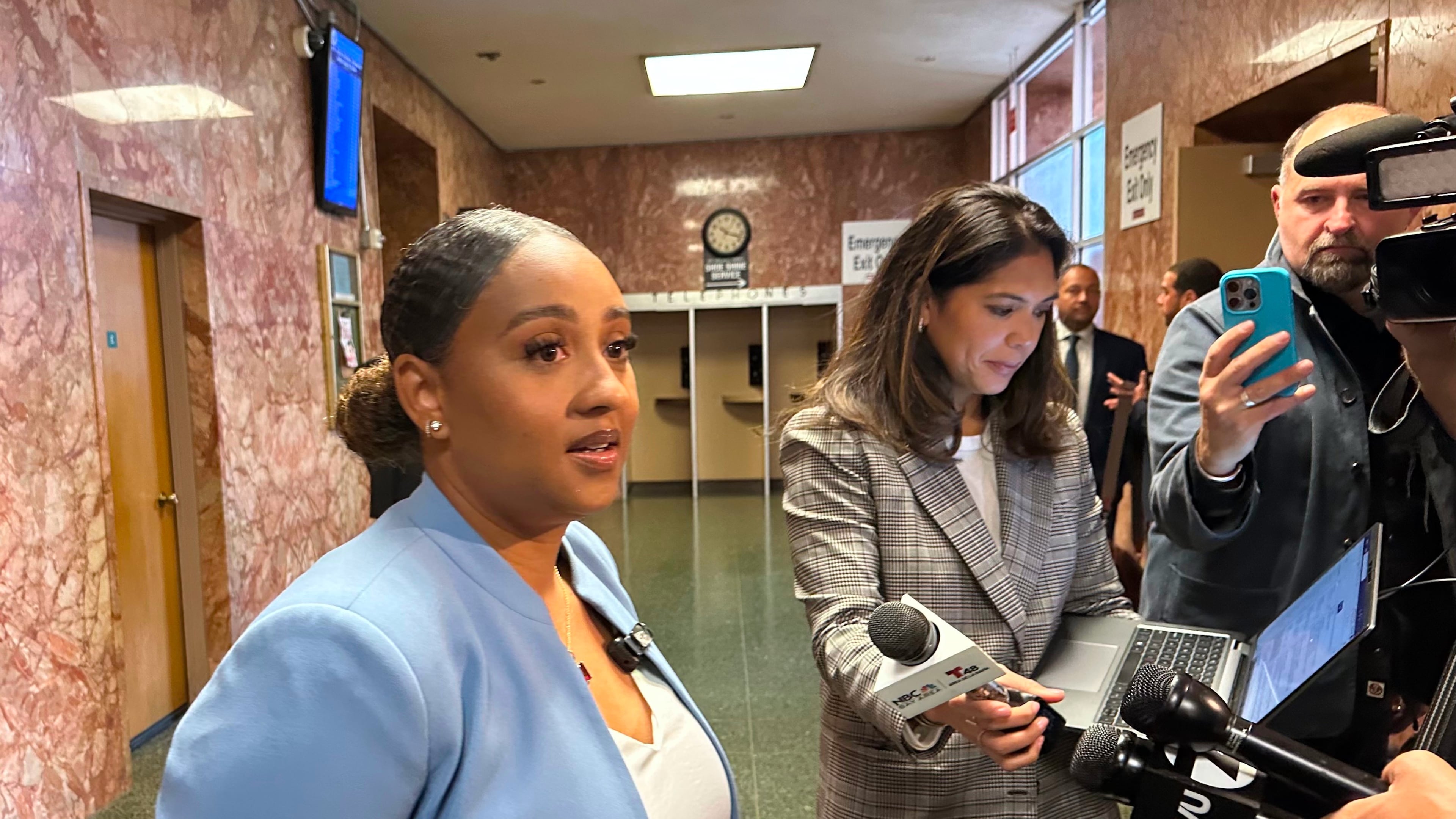 San Francisco public defender Diamond Ward, who represents Daniel Moreno-Gama, speaks to reporters outside of a courtroom Tuesday, May 5, 2026, in San Francisco. (AP Photo/Olga R. Rodriguez)