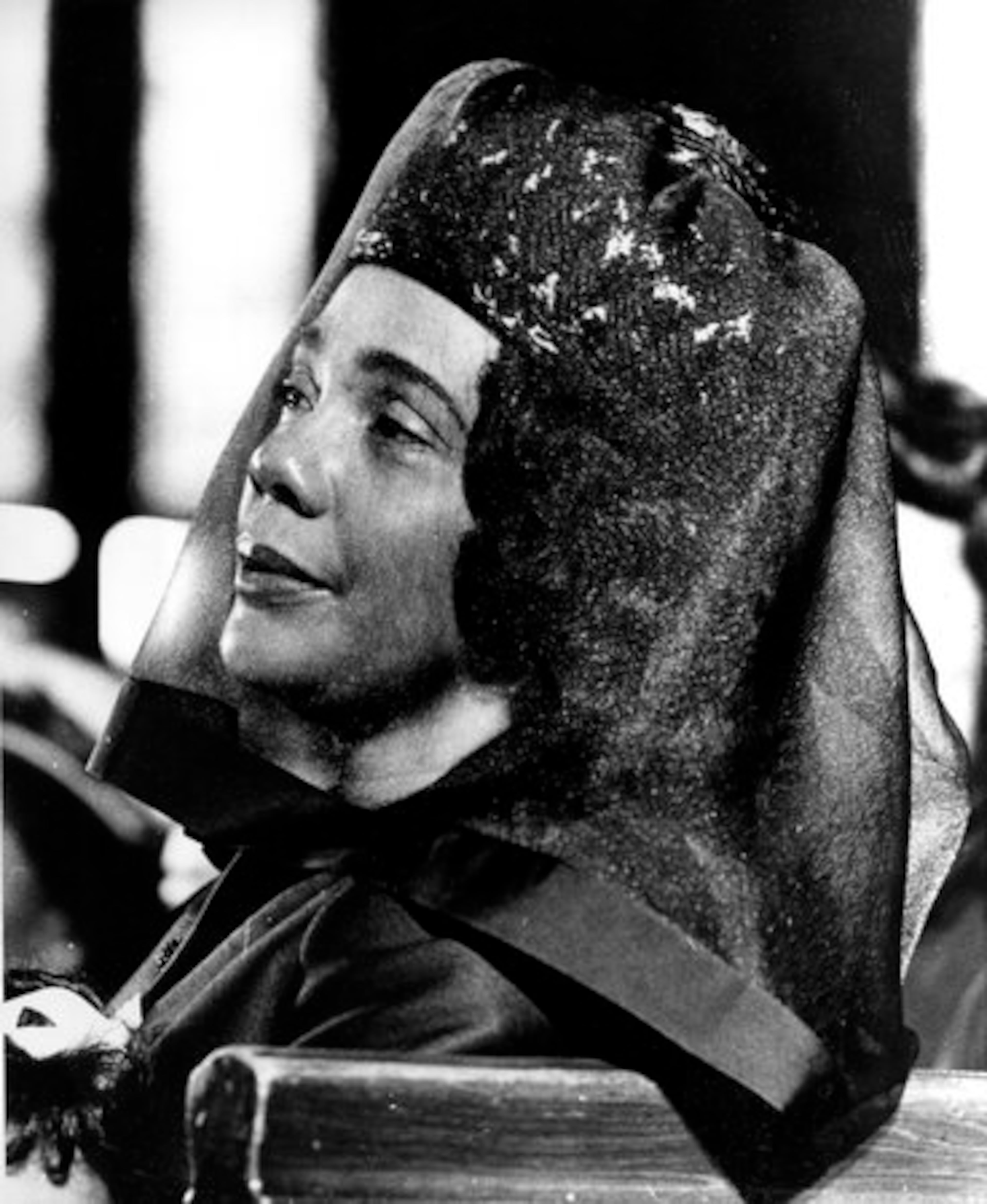 Coretta Scott King is shown during funeral services for her late husband, Dr. Martin Luther King Jr., in Ebenezer Baptist Church in Atlanta, Ga., April 9, 1968.