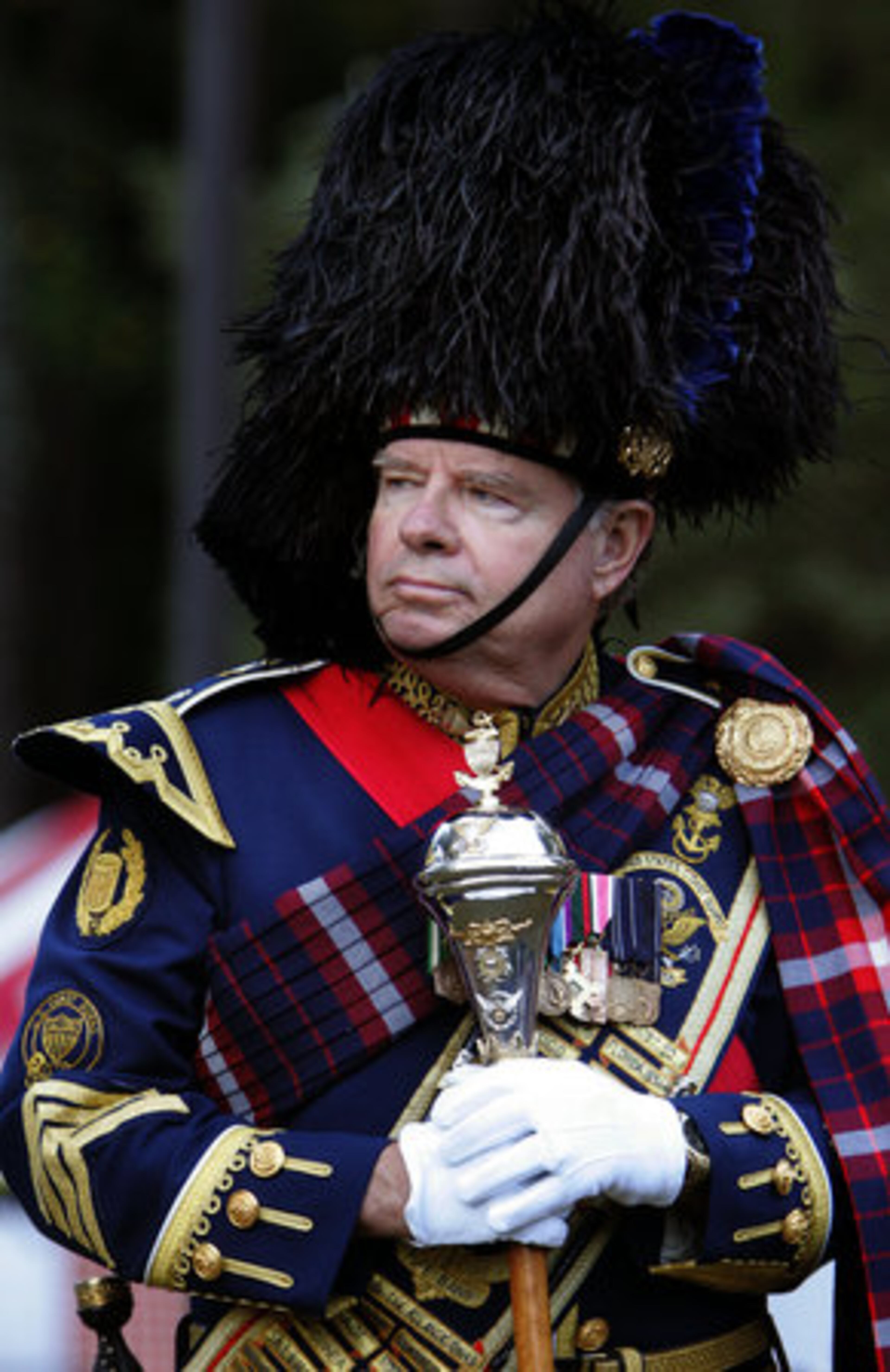 Drum major Andy Anderson from Fort Lauderdale waits for his band's turn in the competition.