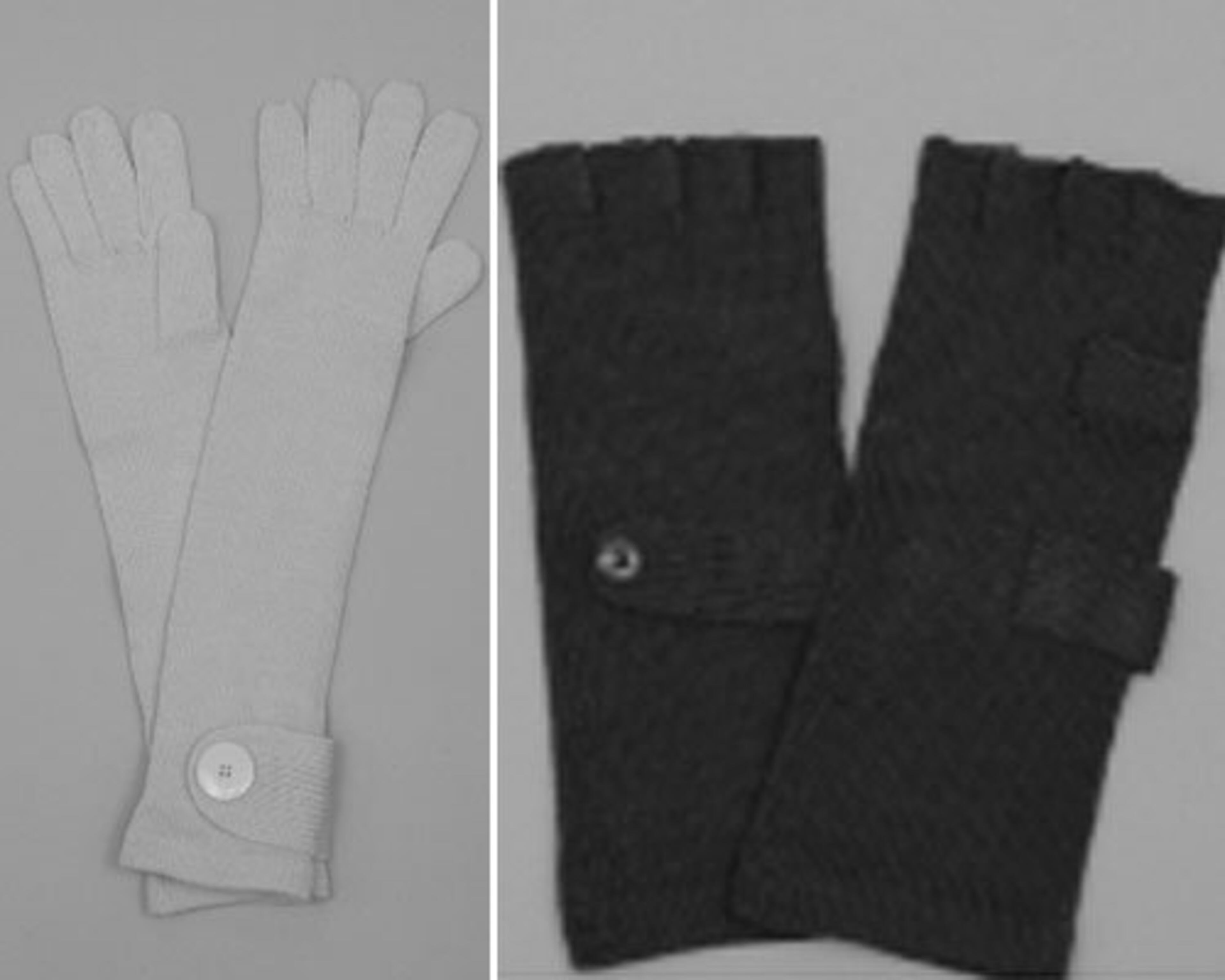 Gloves by Tulle. Gloves are hot this year, especially the fingerless variety. Short and fingerless, $18; long with fingers, $19.