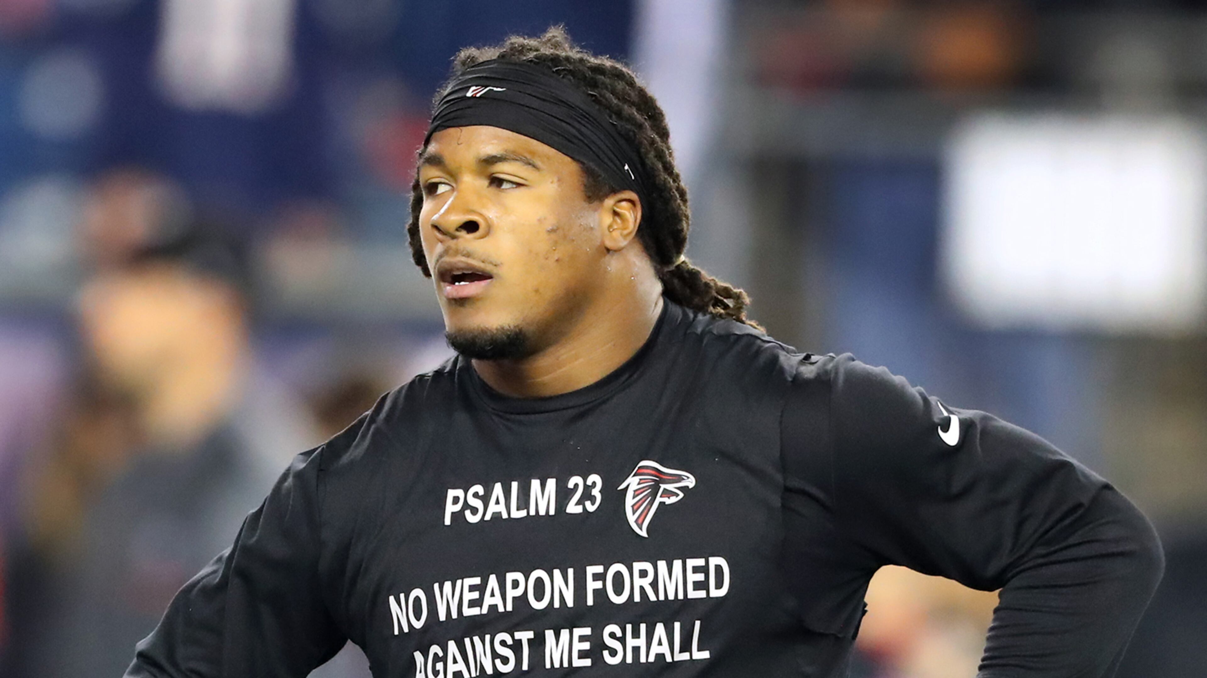 Falcons running back Devonta Freeman left Sunday’s game with a head injury. Curtis Compton/ccompton@ajc.com