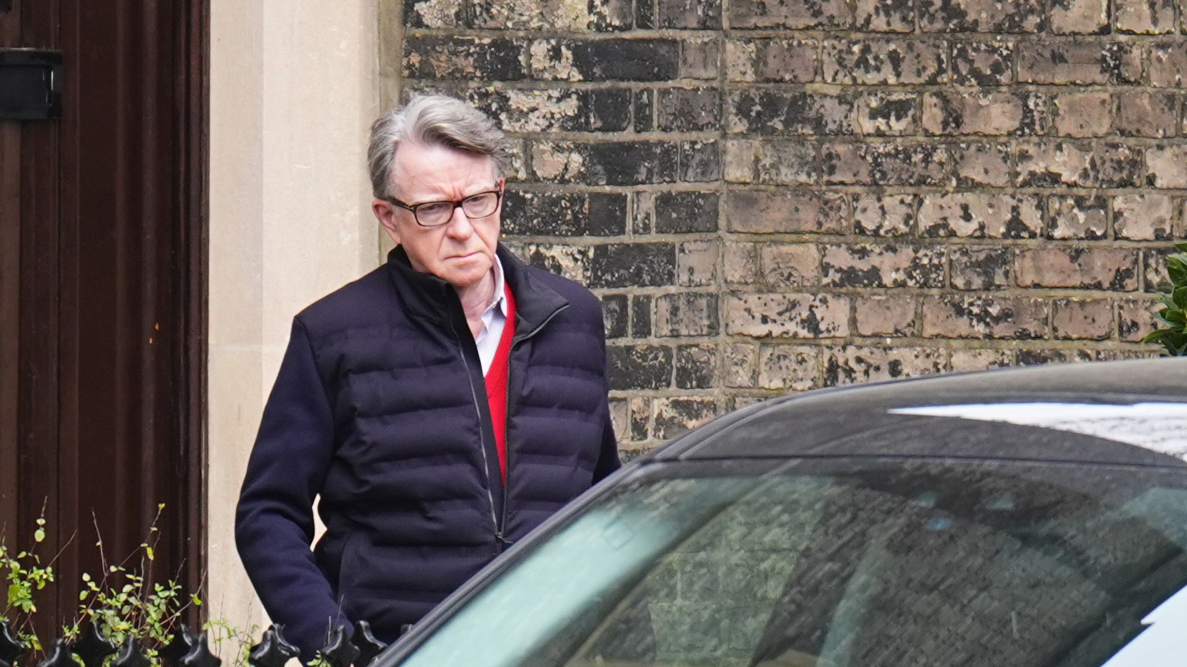 Peter Mandelson ouside his home in London, Thursday Feb. 26, 2026. (James Manning/PA via AP)