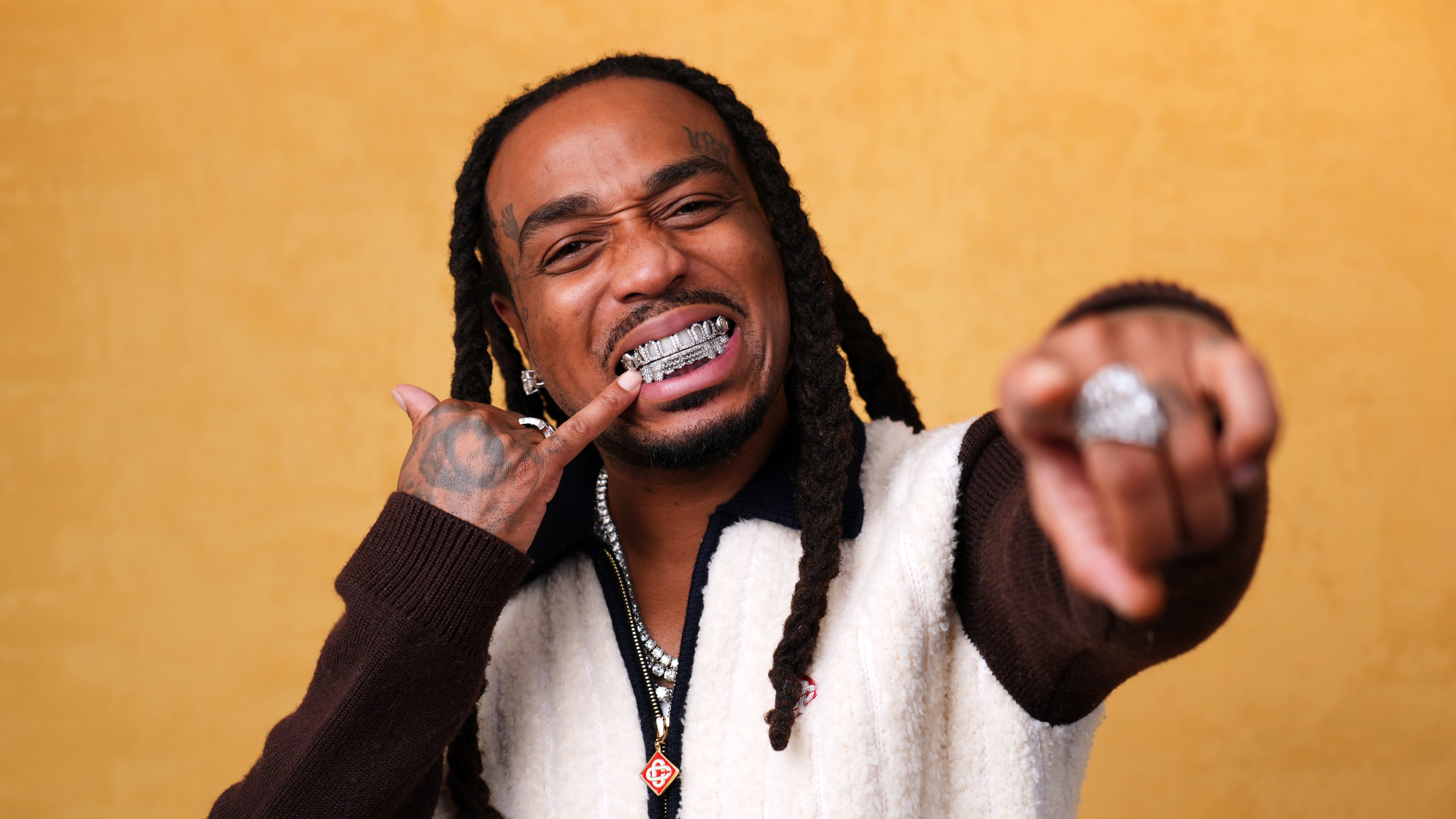 Quavo poses for a portrait on Wednesday, Sept. 30, 2026, in Los Angeles. (AP Photo/Chris Pizzello)